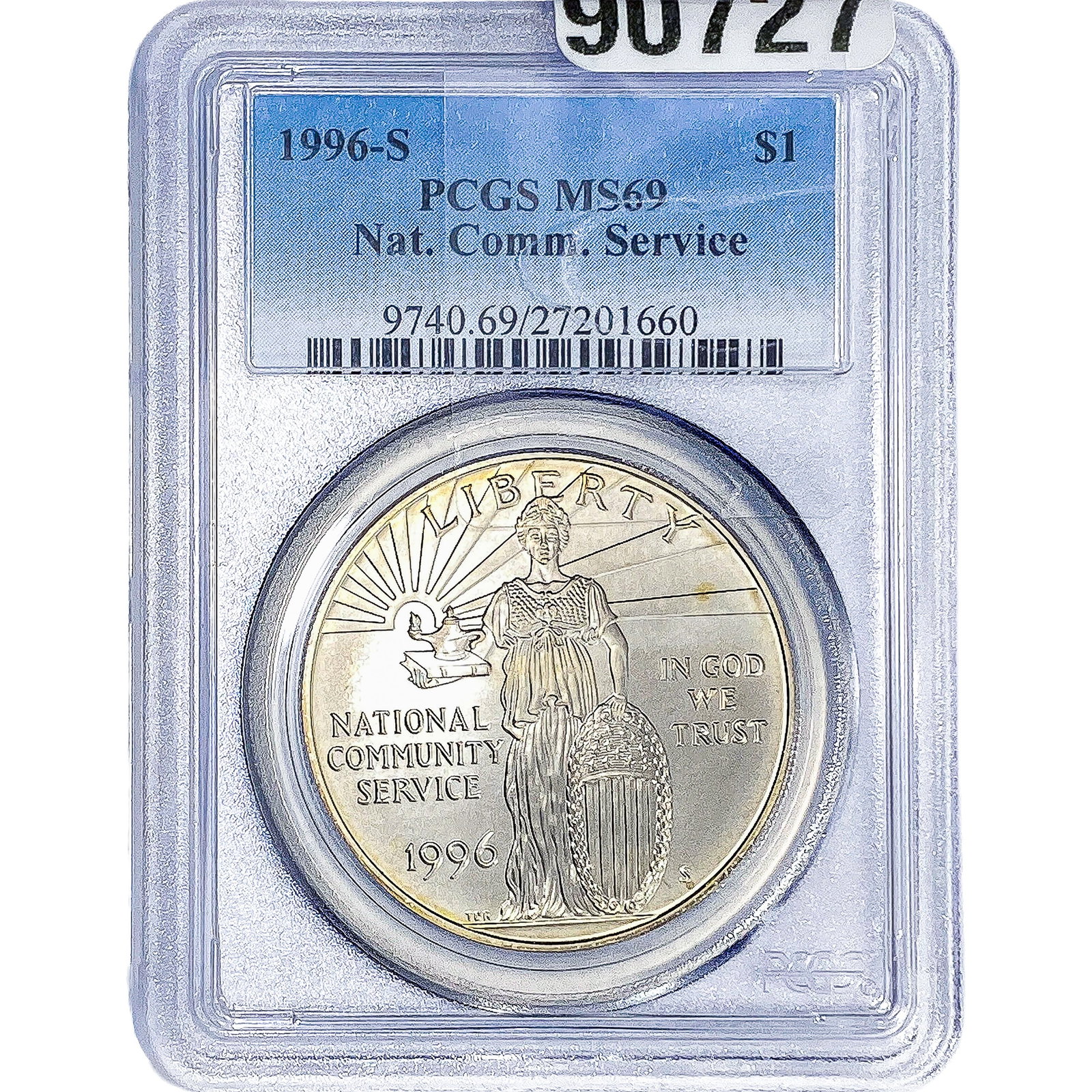 1996-S $1 Nat.Comm.Service PCGS MS69: 1996-S $1 Nat.Comm.Service PCGS MS69