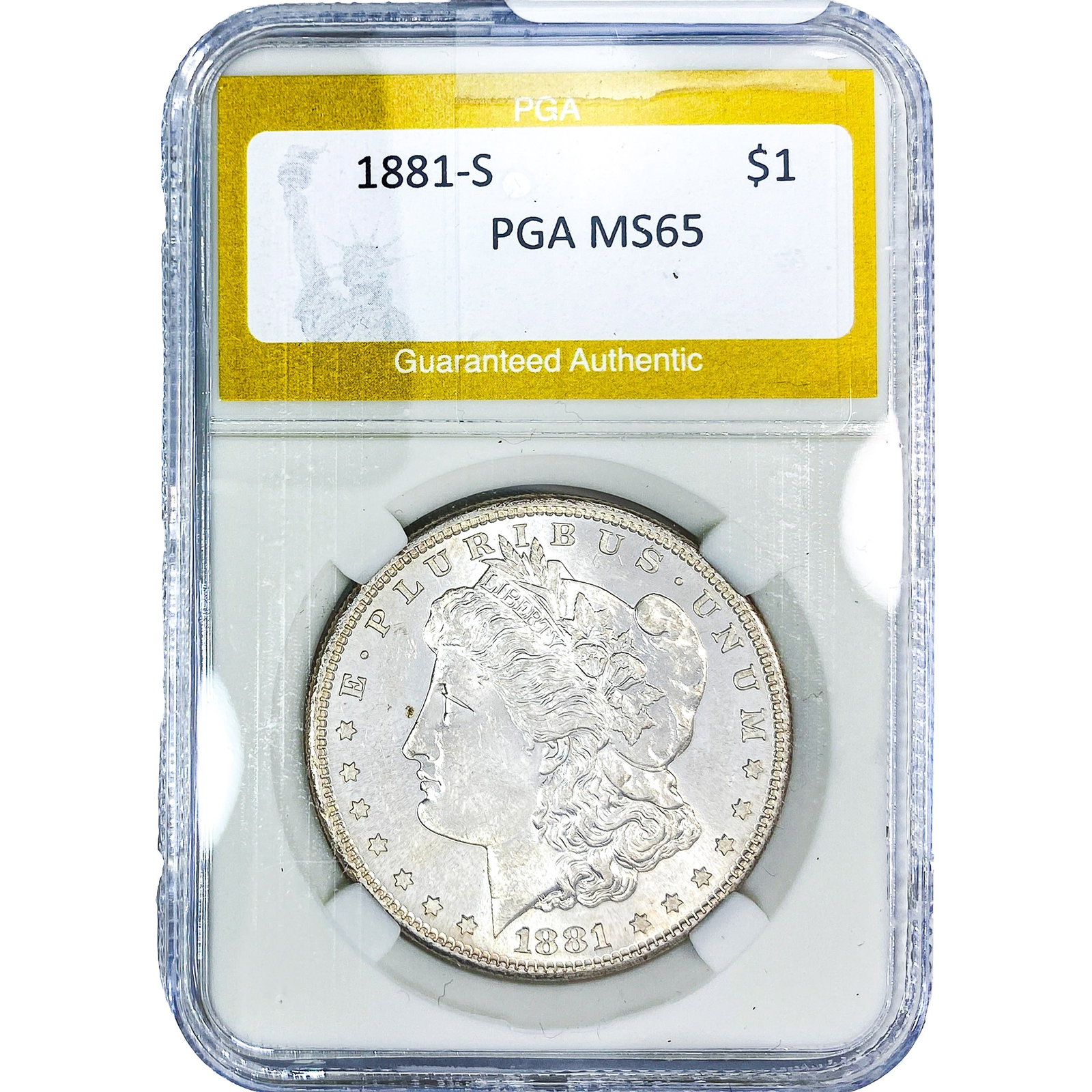 1881-S Morgan Silver Dollar PGA MS65: 1881-S Morgan Silver Dollar PGA MS65
