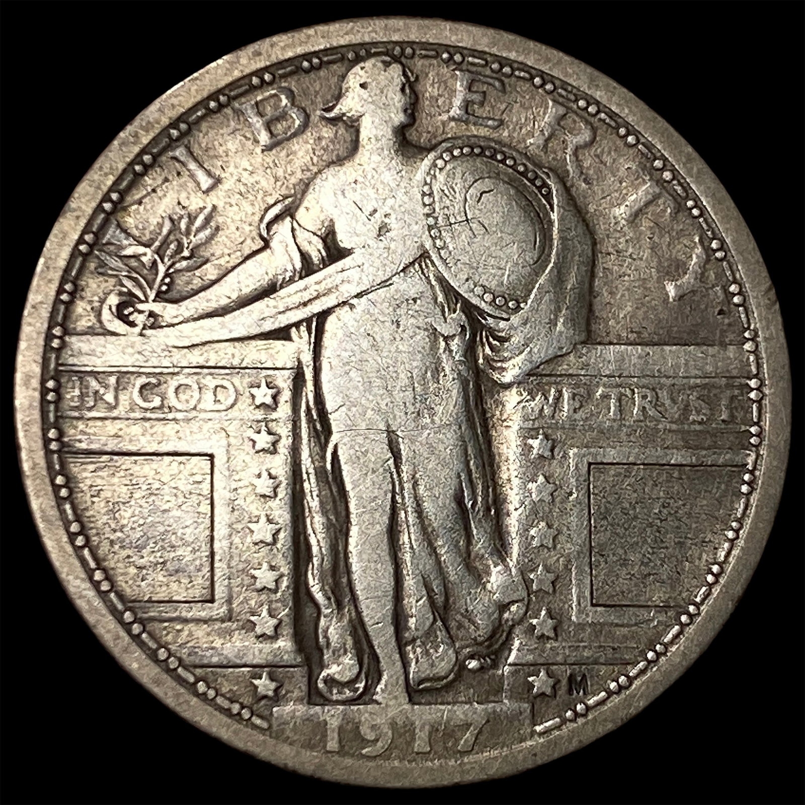 1917 Type 1 Standing Liberty Quarter NICELY CIRCULATED: 1917 Type 1 Standing Liberty Quarter NICELY CIRCULATED