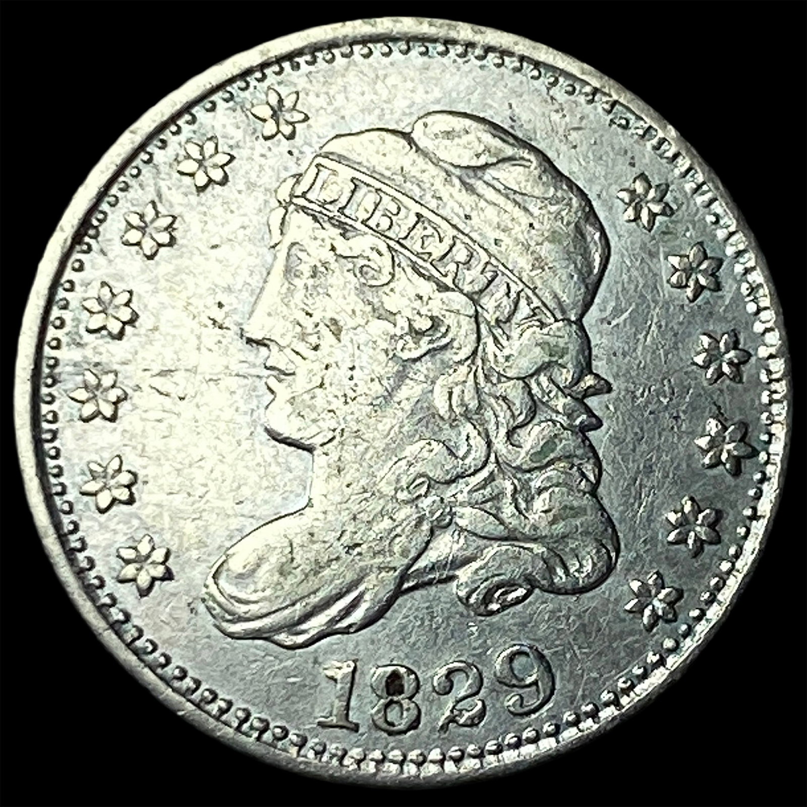 1829 Capped Bust Half Dime NEARLY UNCIRCULATED: 1829 Capped Bust Half Dime NEARLY UNCIRCULATED