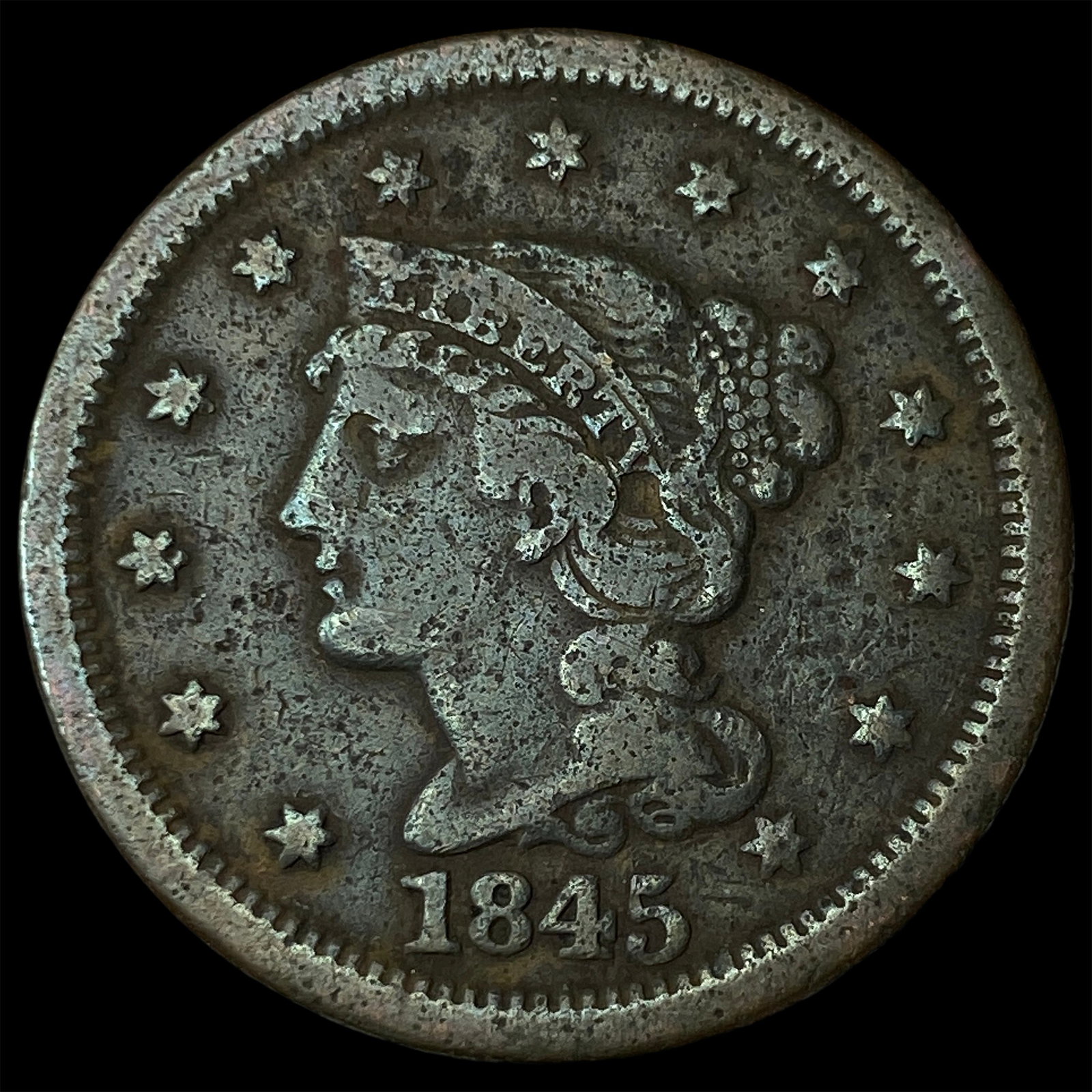 1845 Braided Hair Large Cent NICELY CIRCULATED (1 of 2)