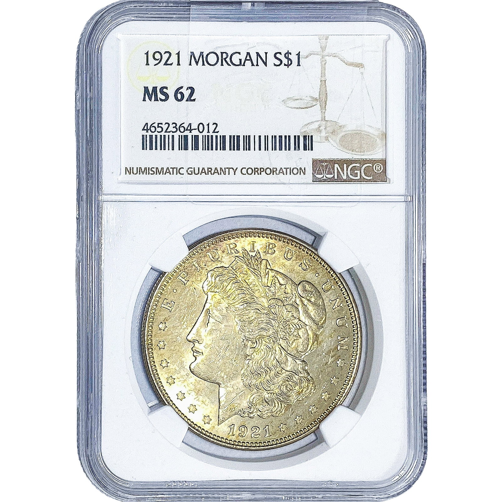 1921 Morgan Silver Dollar NGC MS62: 1921 Morgan Silver Dollar NGC MS62