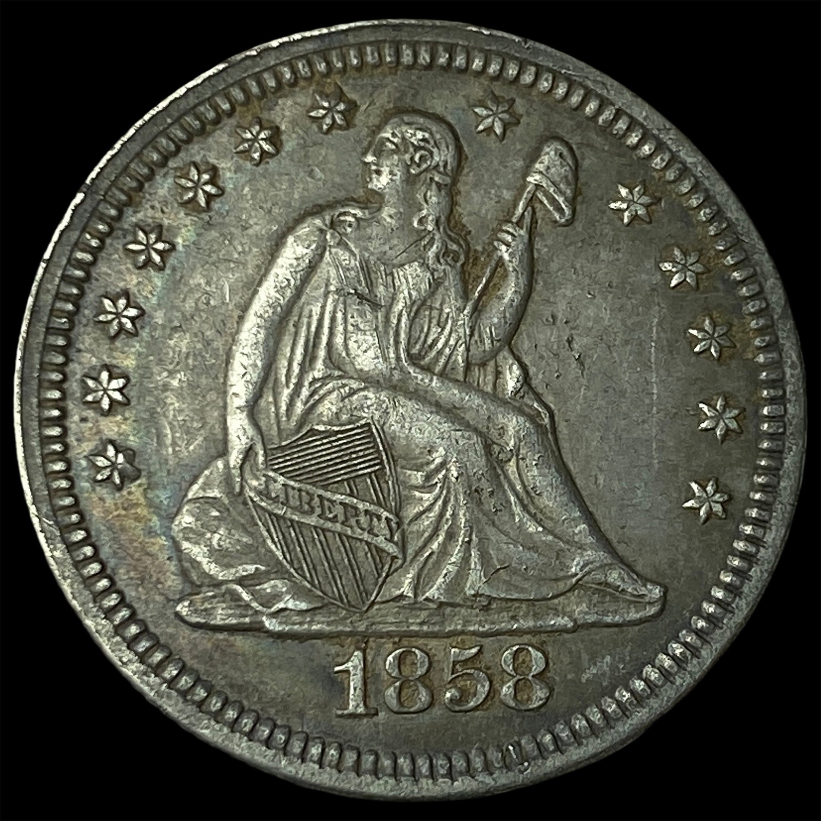 1858 Seated Liberty Quarter CLOSELY UNCIRCULATED (1 of 2)