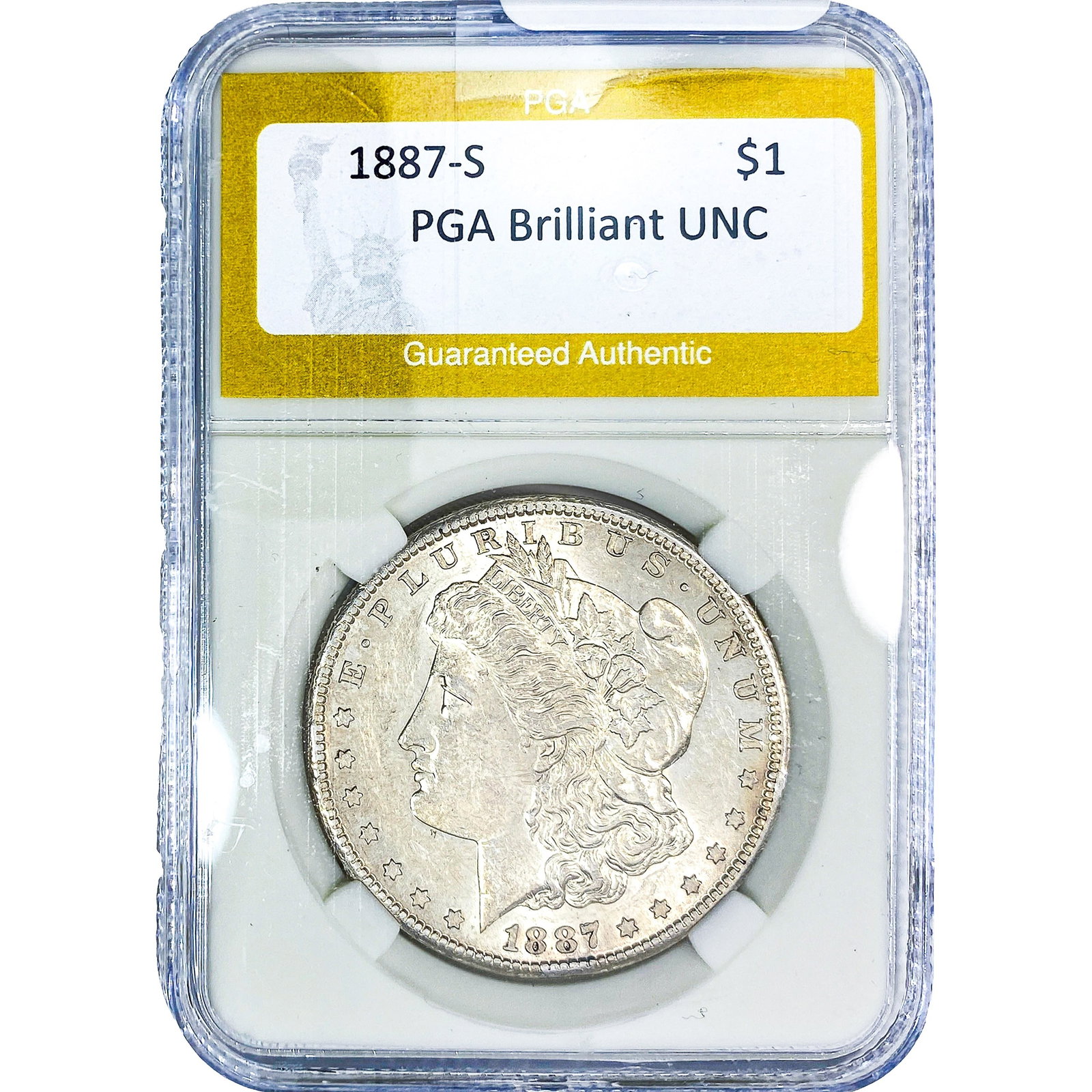 1887-S Morgan Silver Dollar PGA Brilliant UNC: 1887-S Morgan Silver Dollar PGA Brilliant UNC