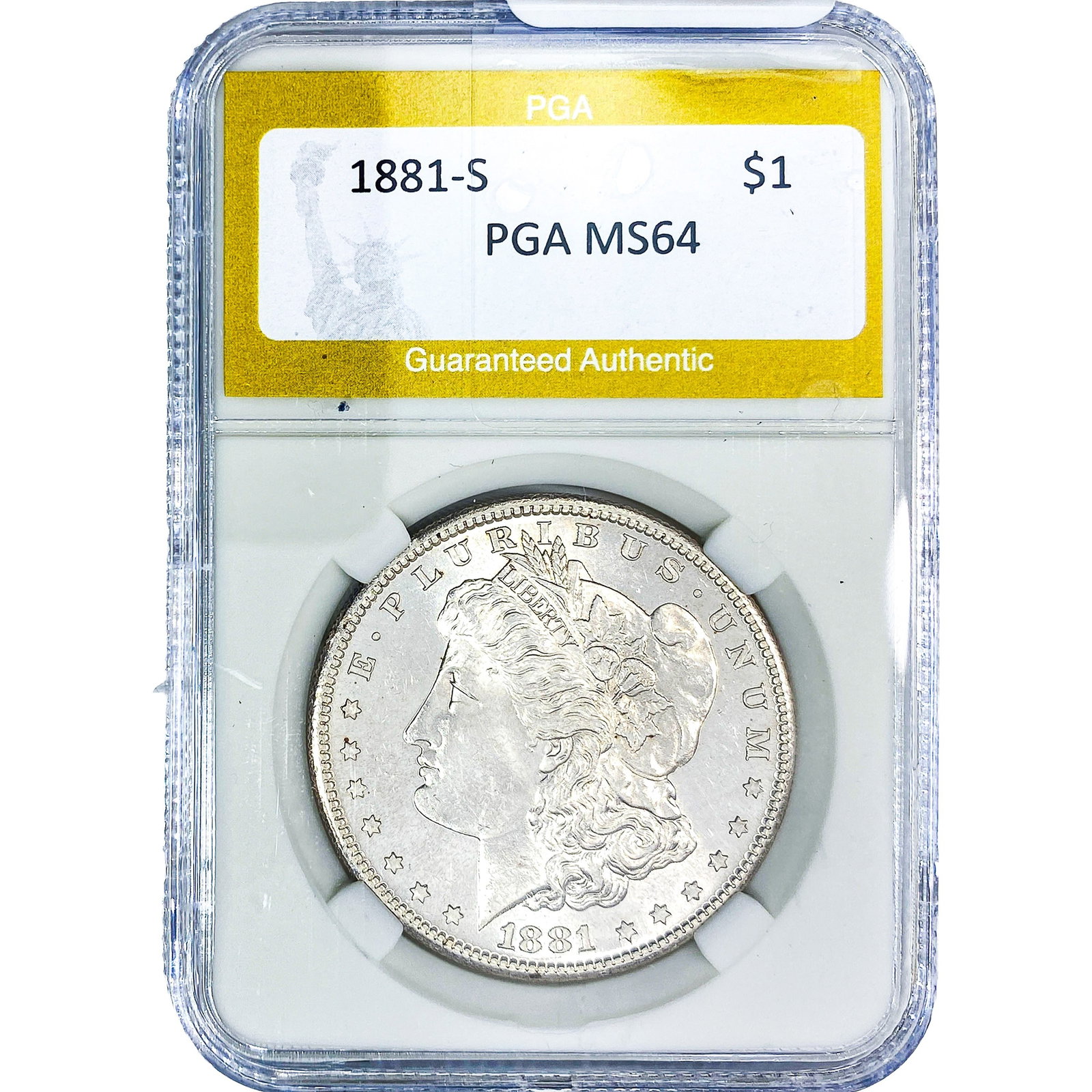 1881-S Morgan Silver Dollar PGA MS64: 1881-S Morgan Silver Dollar PGA MS64