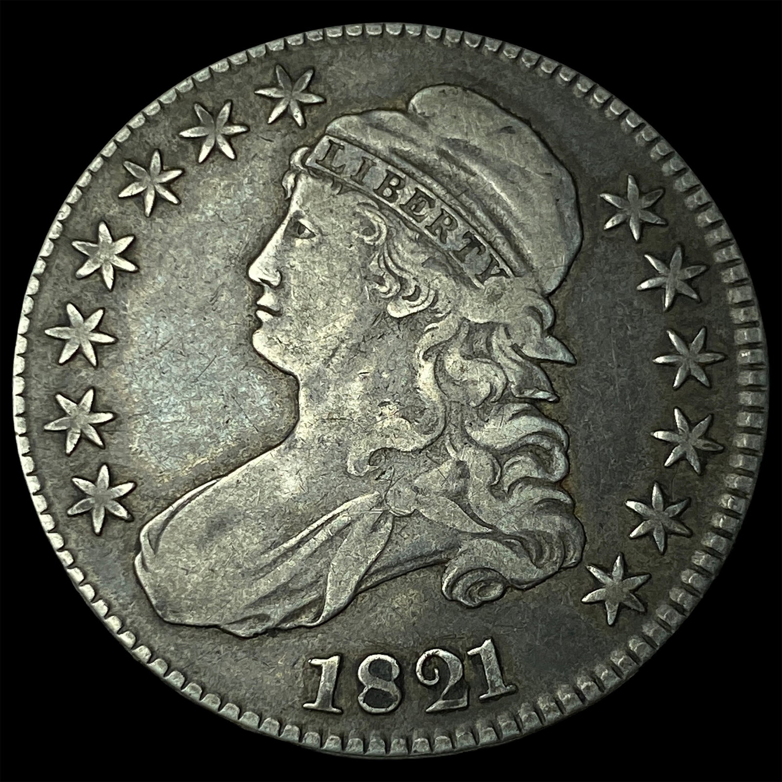1821 Capped Bust Half Dollar NEARLY UNCIRCULATED: 1821 Capped Bust Half Dollar NEARLY UNCIRCULATED