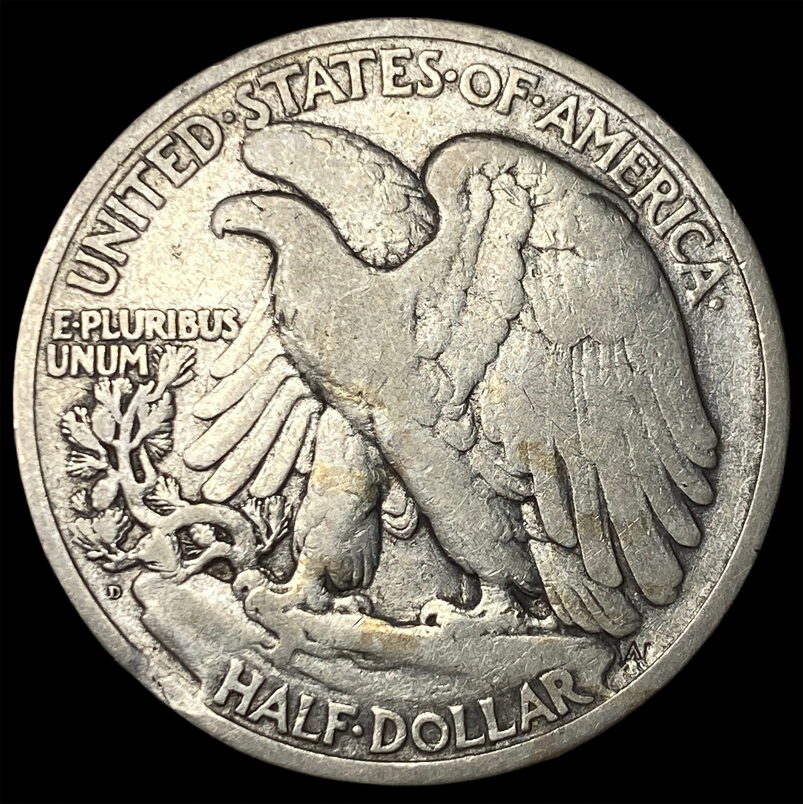 1920-D Silver Walking Liberty Half Dollar LIGHTLY CIRCULATED - 2