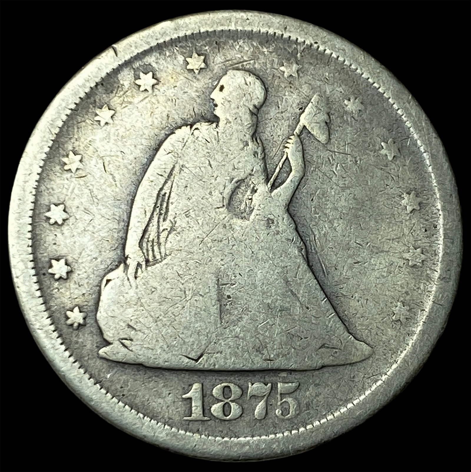 1875-S Silver Twenty Cents NICELY CIRCULATED: 1875-S Silver Twenty Cents NICELY CIRCULATED
