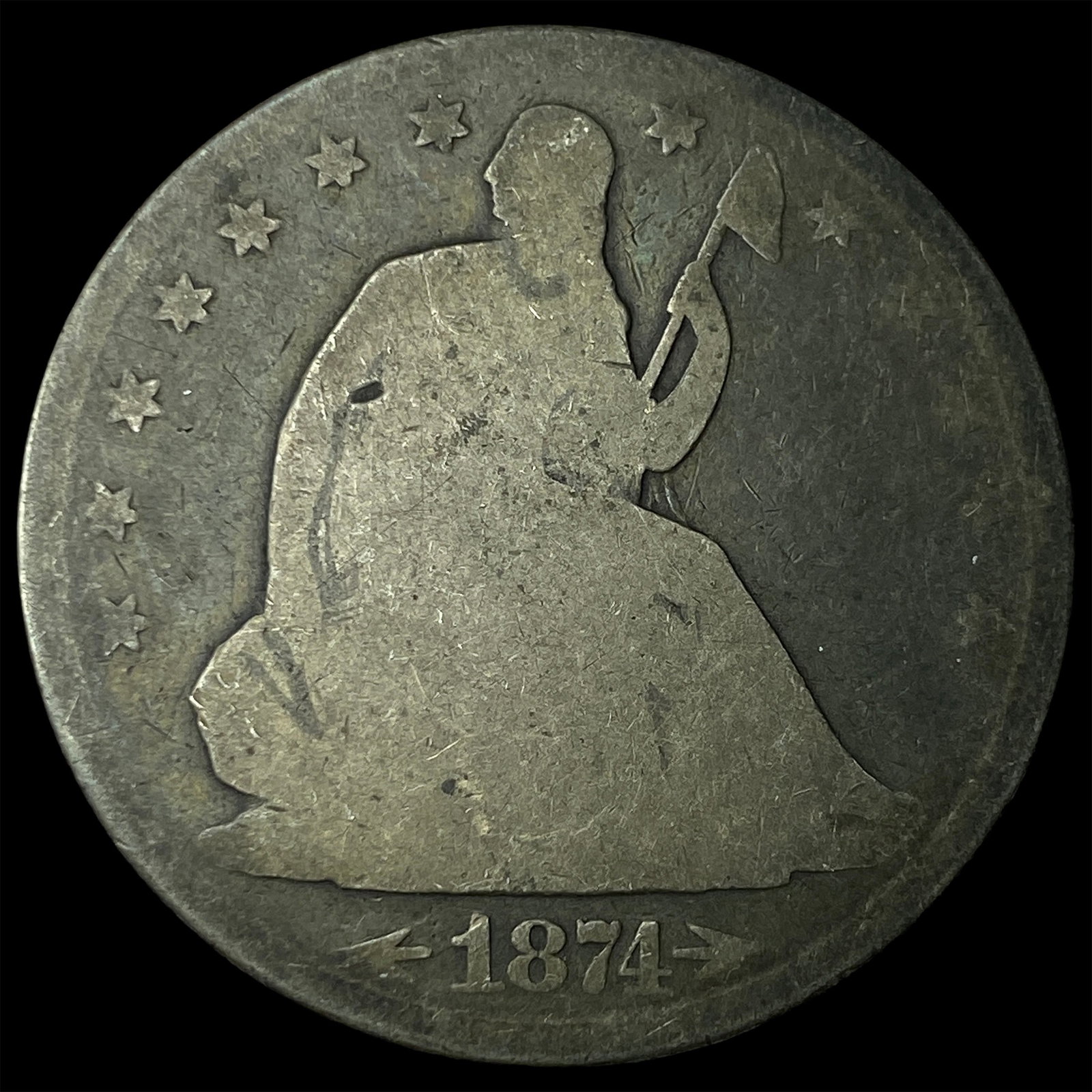 1874 Seated Liberty Half Dollar NICELY CIRCULATED: 1874 Seated Liberty Half Dollar NICELY CIRCULATED