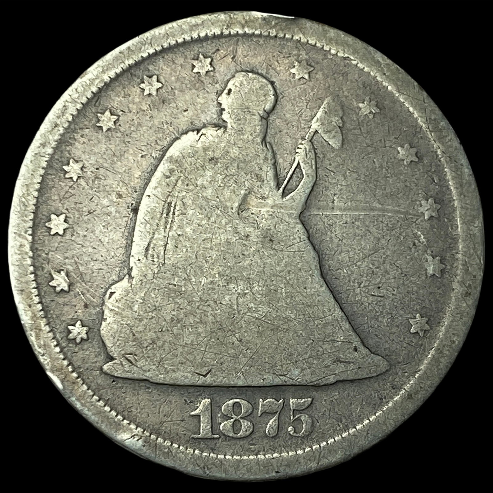 1875-S Silver Twenty Cents NICELY CIRCULATED: 1875-S Silver Twenty Cents NICELY CIRCULATED