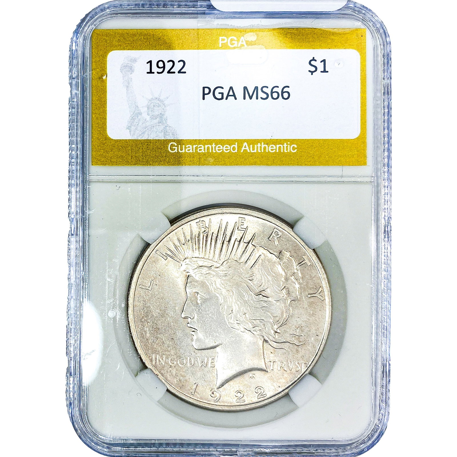 1922 Silver Peace Dollar PGA MS66: 1922 Silver Peace Dollar PGA MS66