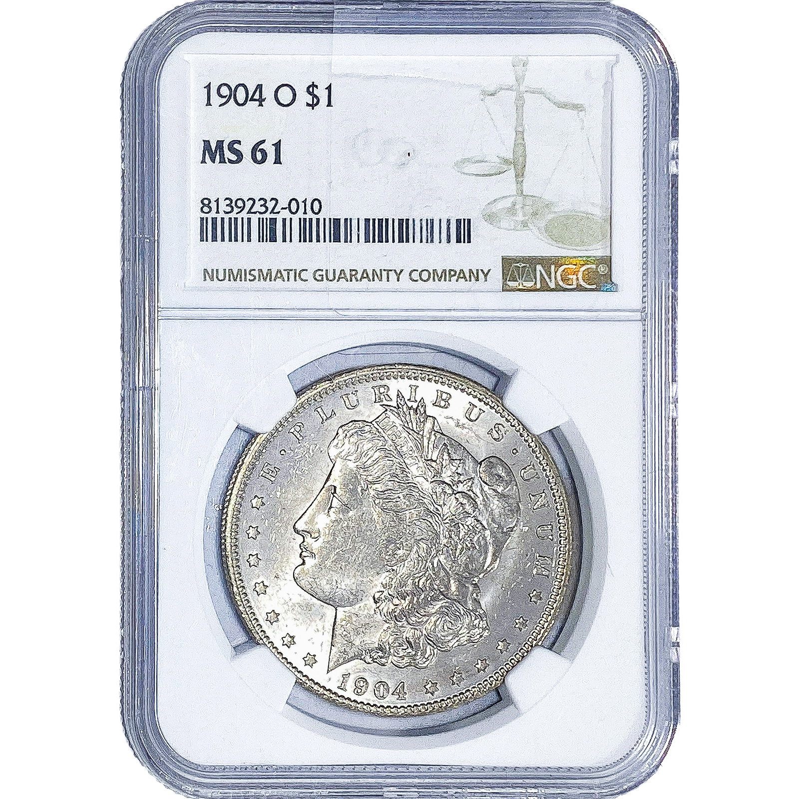 1904-O Morgan Silver Dollar NGC MS61: 1904-O Morgan Silver Dollar NGC MS61