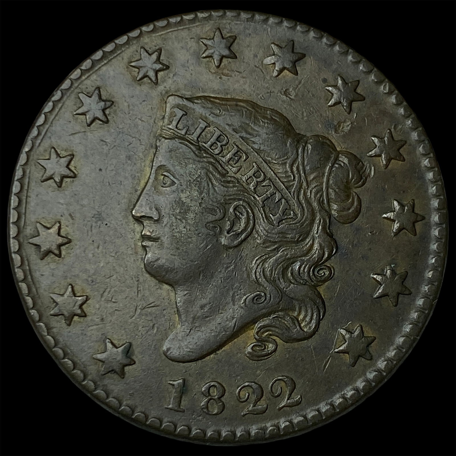 1822 Large Cent NEARLY UNCIRCULATED: 1822 Large Cent NEARLY UNCIRCULATED