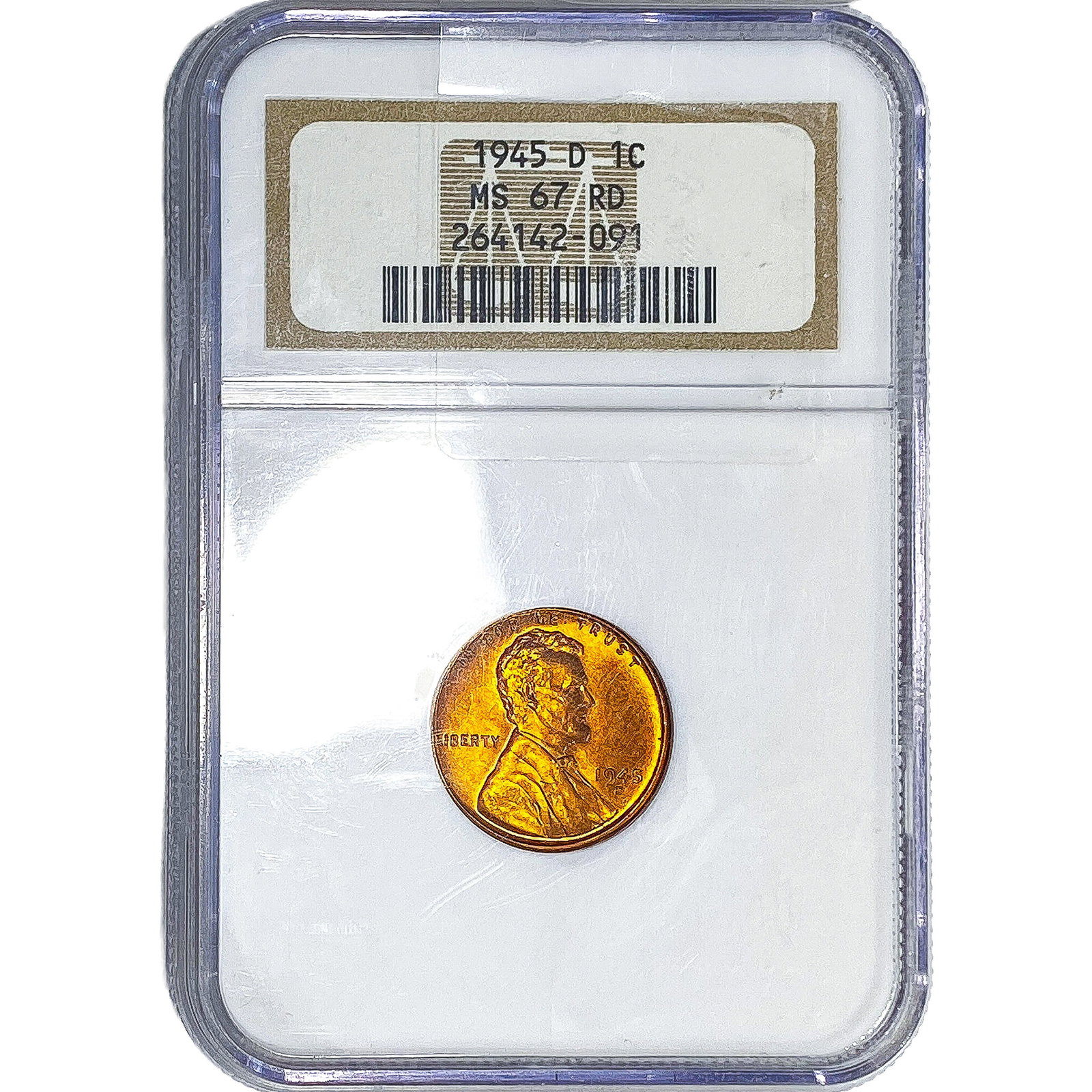 1945-D Wheat Cent NGC MS67 RD: 1945-D Wheat Cent NGC MS67 RD