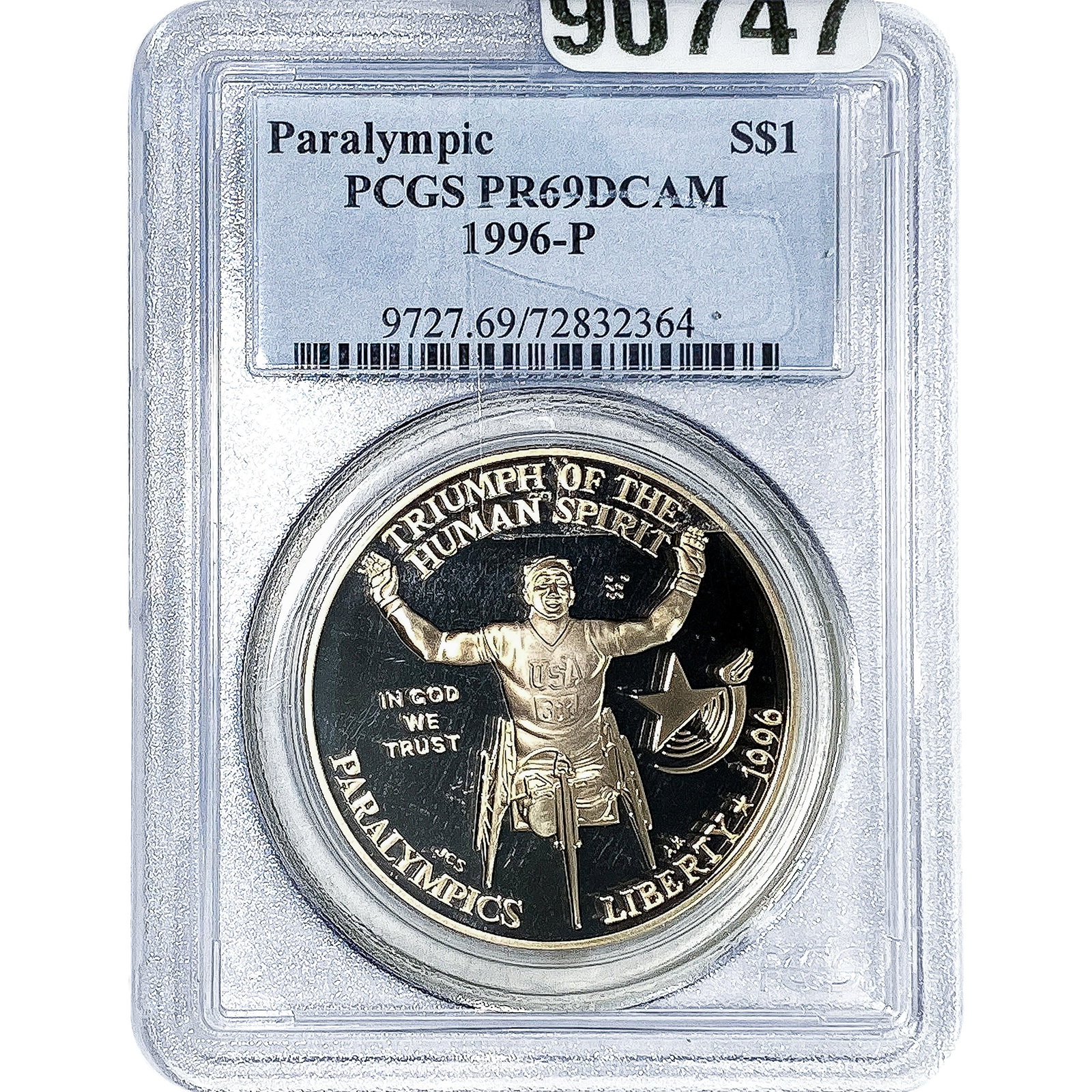 1996 Sliver $1 Paralympic PCGS PR69 DCAM: 1996 Sliver $1 Paralympic PCGS PR69 DCAM