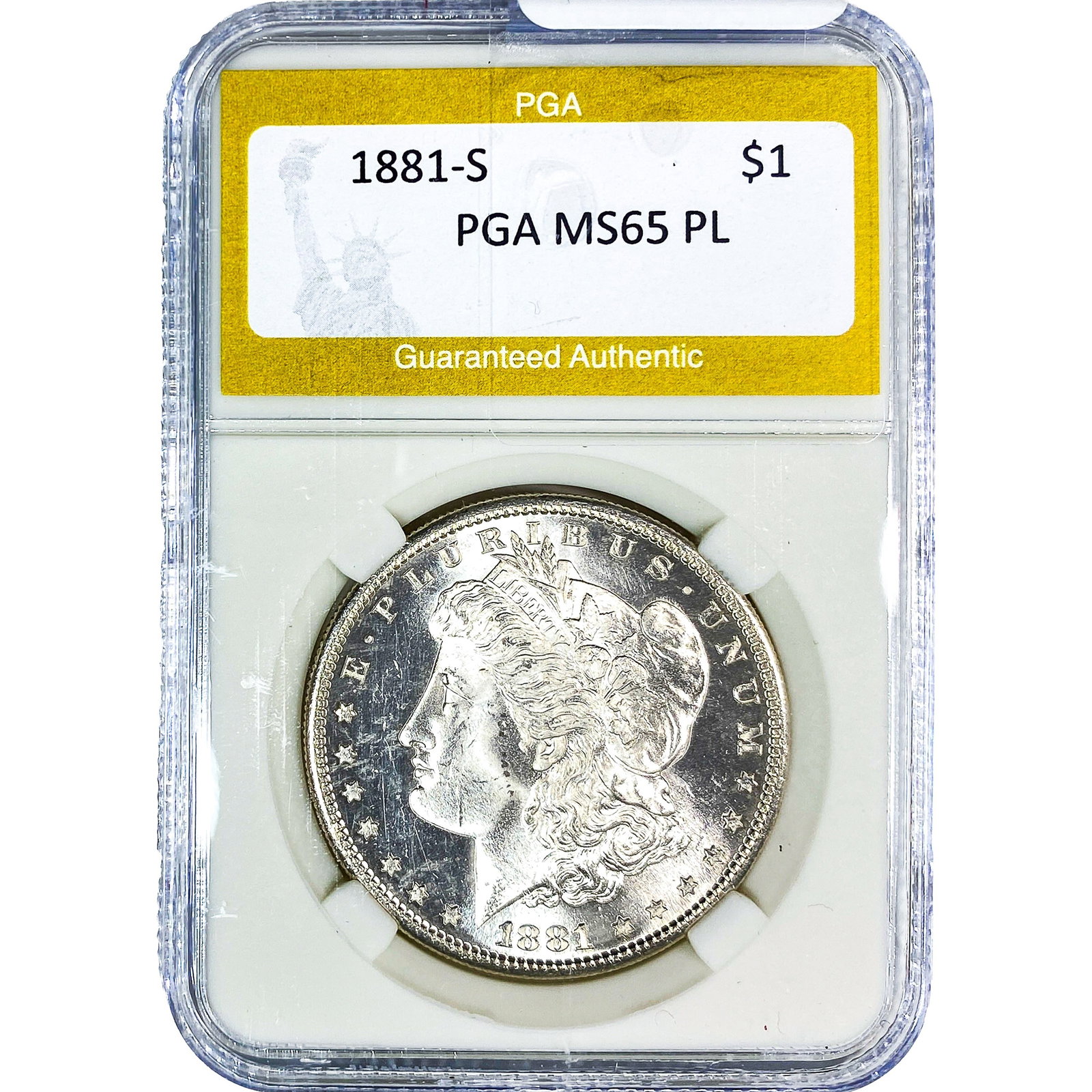 1881-S Morgan Silver Dollar PGA MS65 PL: 1881-S Morgan Silver Dollar PGA MS65 PL