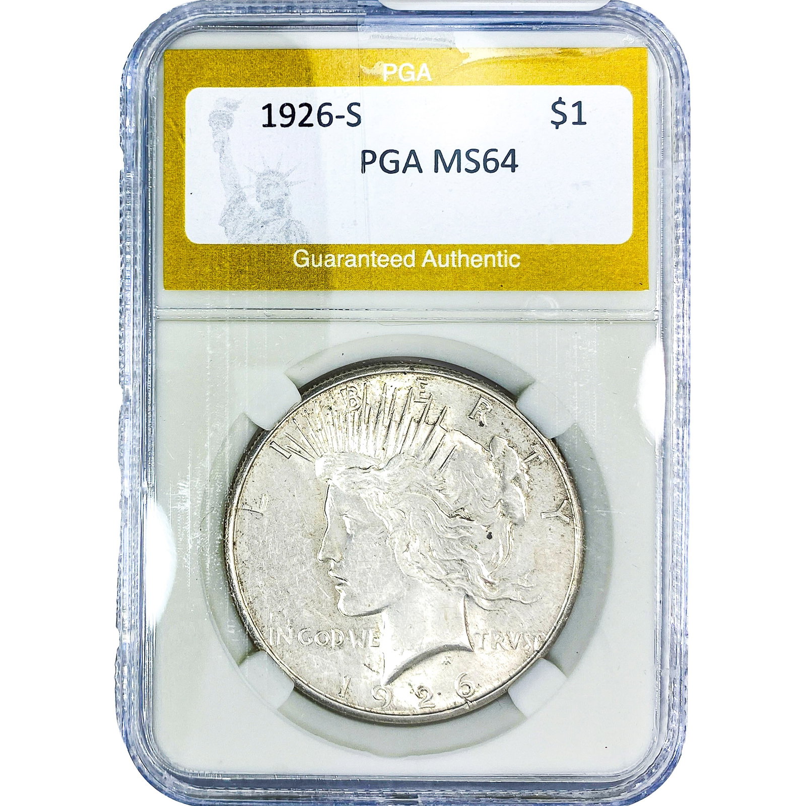 1926-S Silver Peace Dollar PGA MS64: 1926-S Silver Peace Dollar PGA MS64