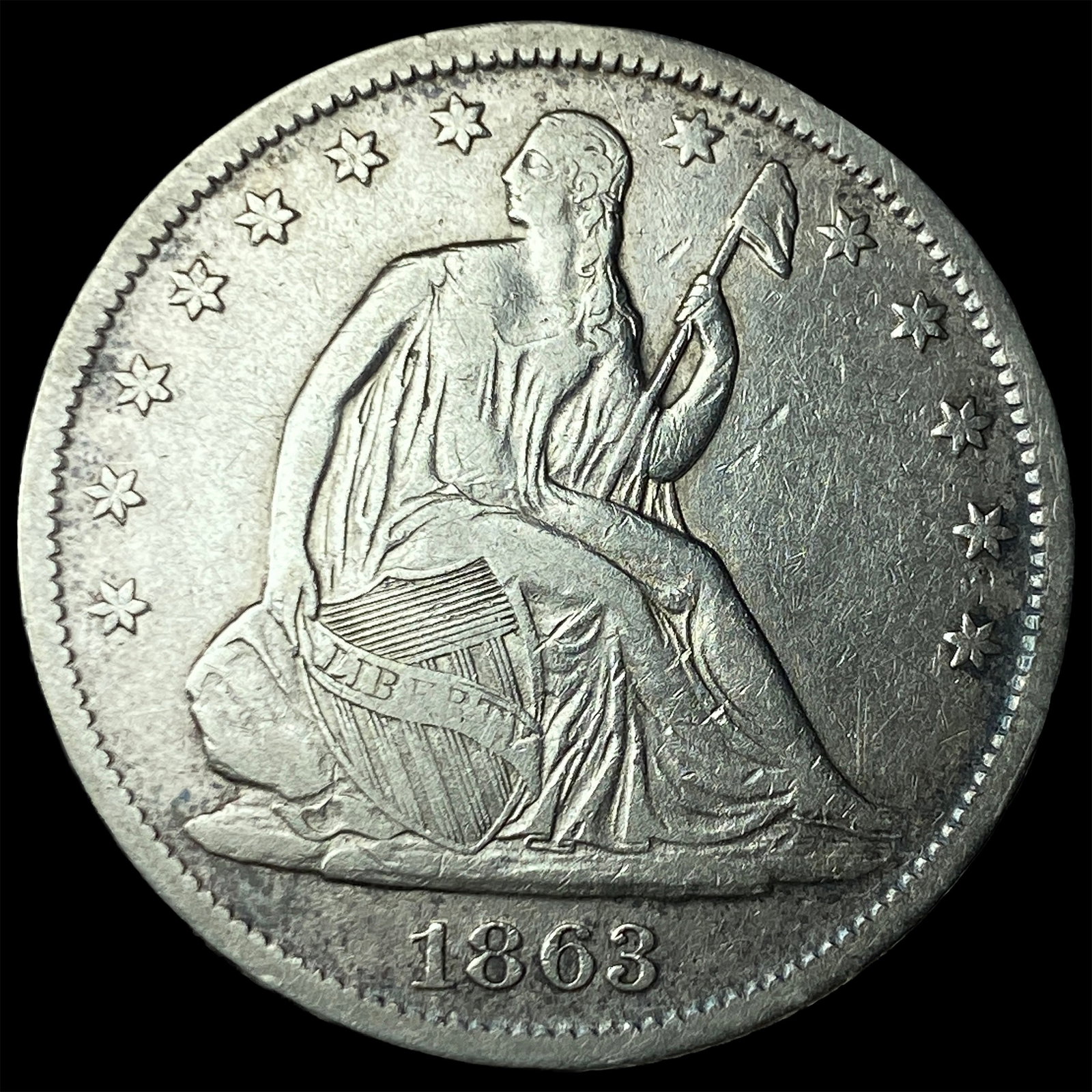 1863-S Silver Half Dollar ABOUT UNCIRCULATED: 1863-S Silver Half Dollar ABOUT UNCIRCULATED