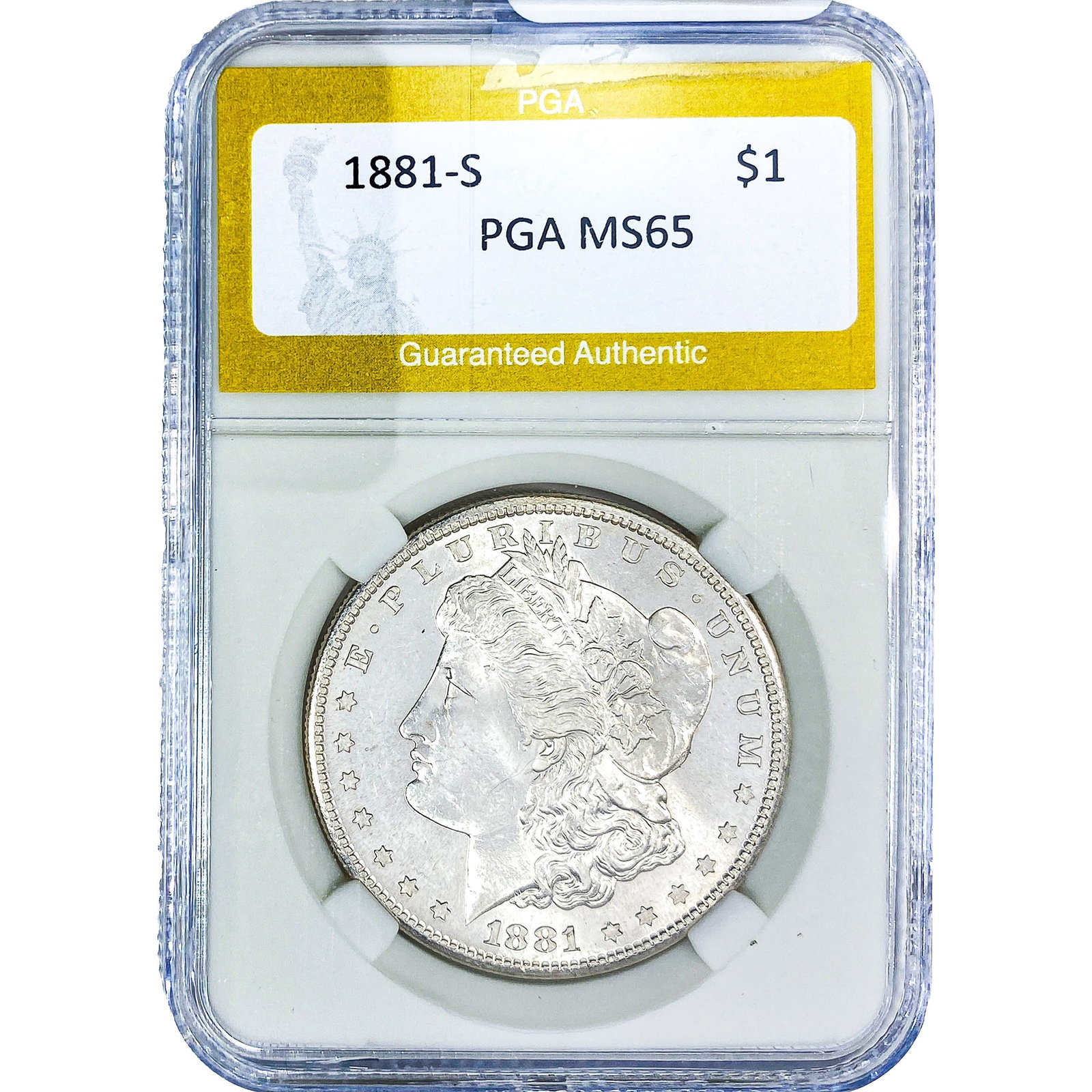 1881-S Morgan Silver Dollar PGA MS65: 1881-S Morgan Silver Dollar PGA MS65