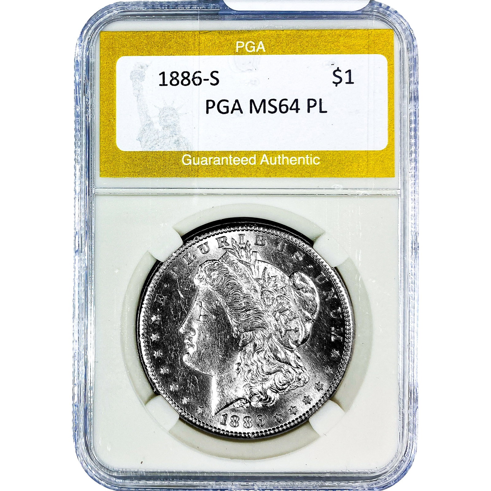1886-S Morgan Silver Dollar PGA MS64 PL: 1886-S Morgan Silver Dollar PGA MS64 PL