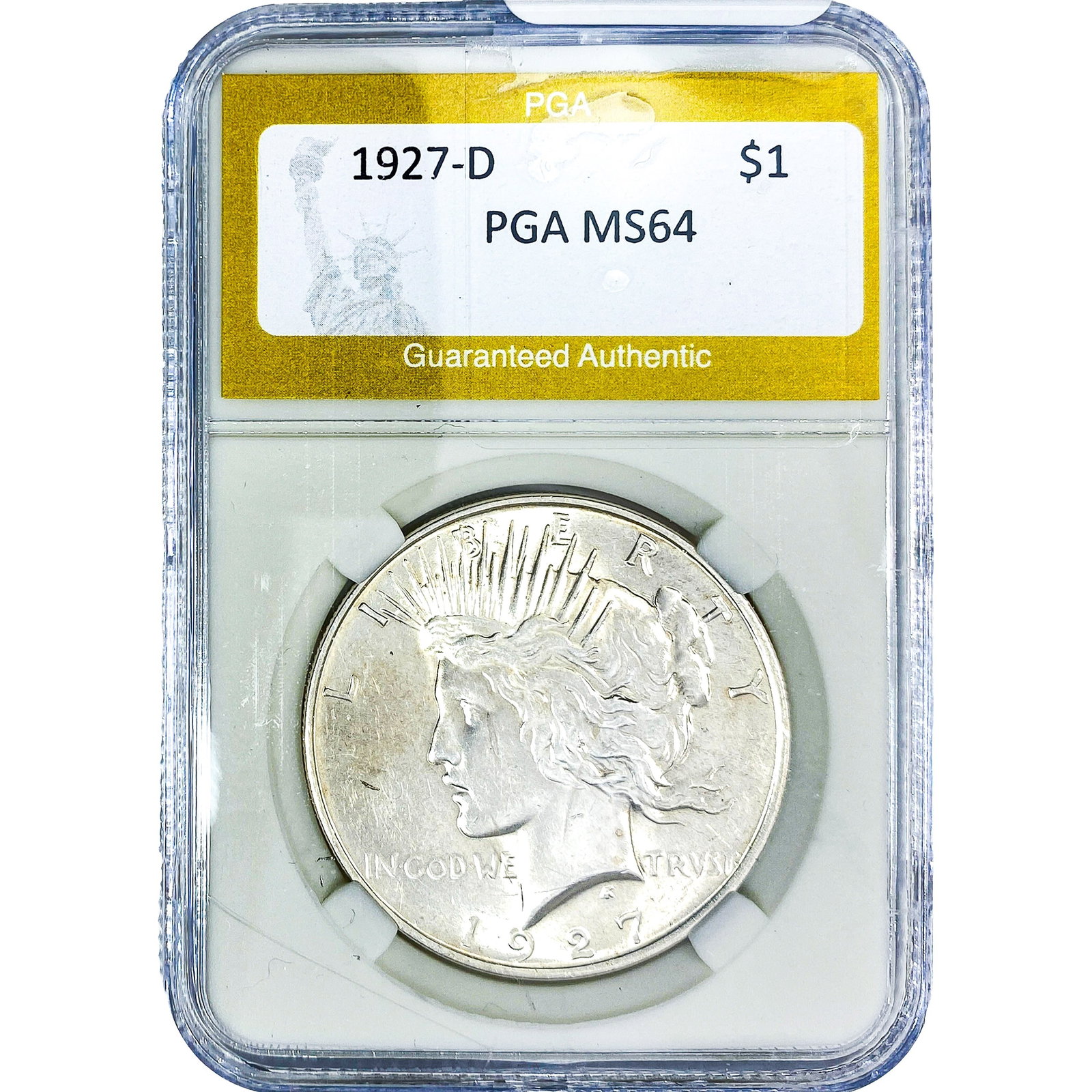 1927-D Silver Peace Dollar PGA MS64: 1927-D Silver Peace Dollar PGA MS64