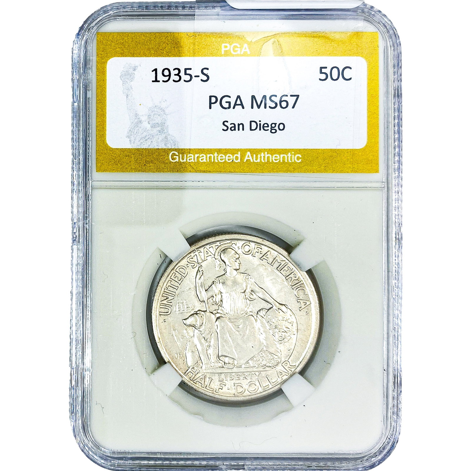1935-S San Diego Half Dollar PGA MS67: 1935-S San Diego Half Dollar PGA MS67