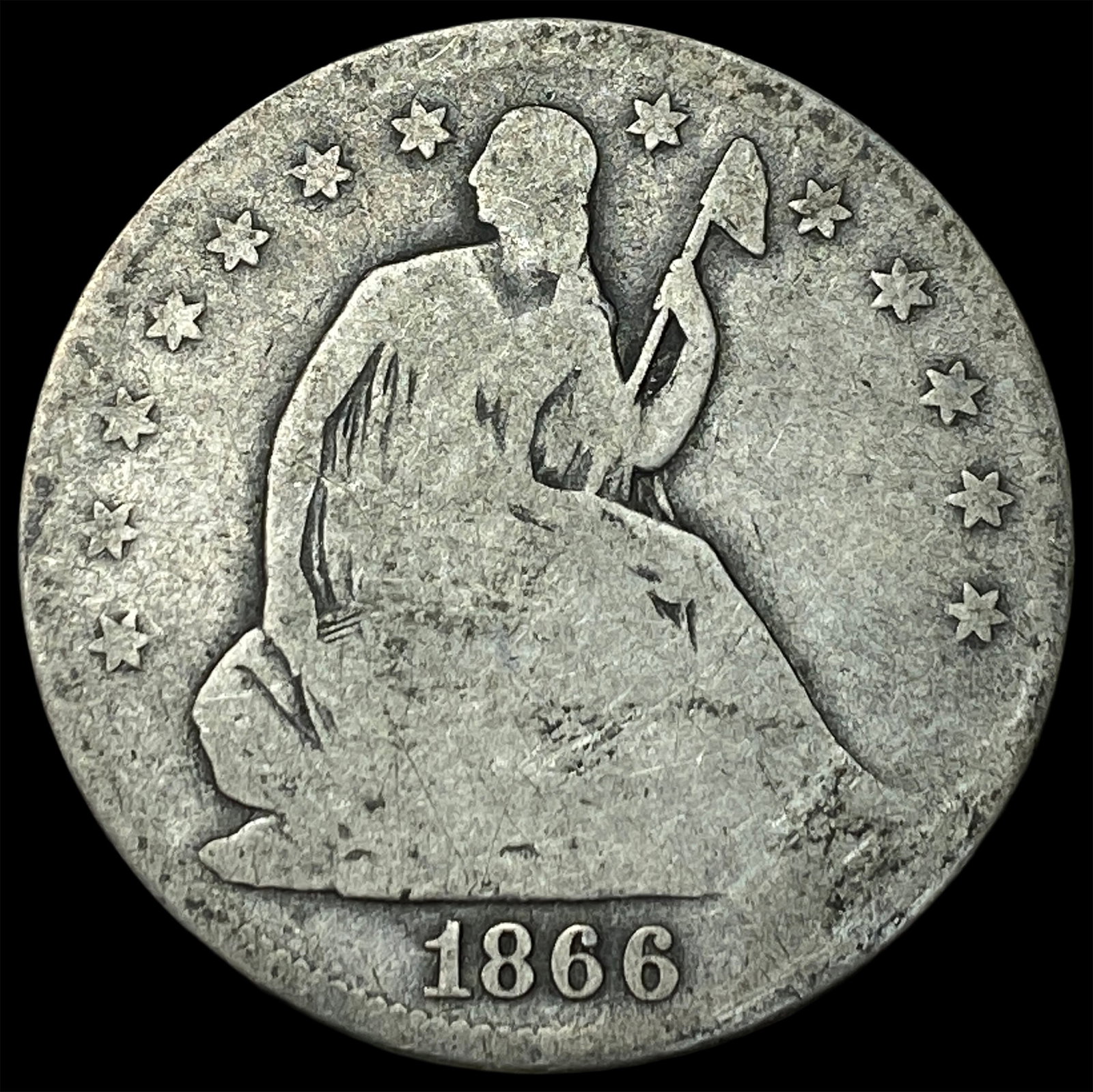 1866-S Silver Half Dollar NICELY CIRCULATED: 1866-S Silver Half Dollar NICELY CIRCULATED