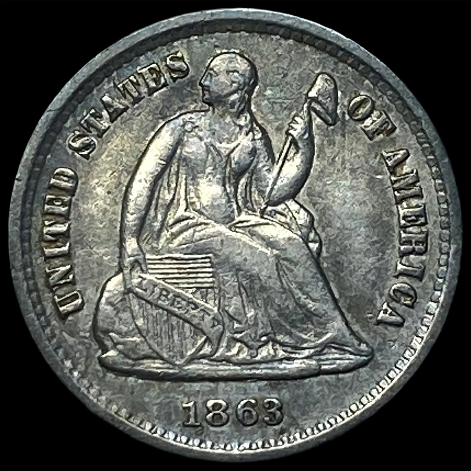 1863-S Silver Half Dime CLOSELY UNCIRCULATED: 1863-S Silver Half Dime CLOSELY UNCIRCULATED