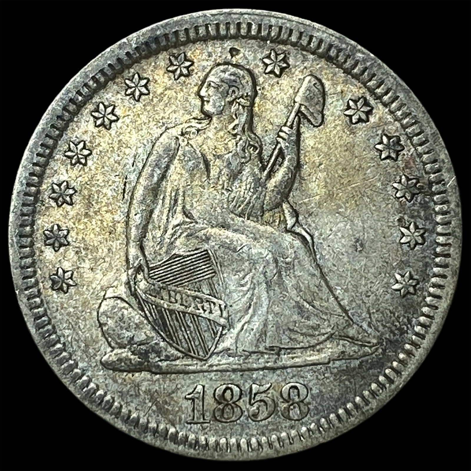 1858 Seated Liberty Quarter NEARLY UNCIRCULATED: 1858 Seated Liberty Quarter NEARLY UNCIRCULATED