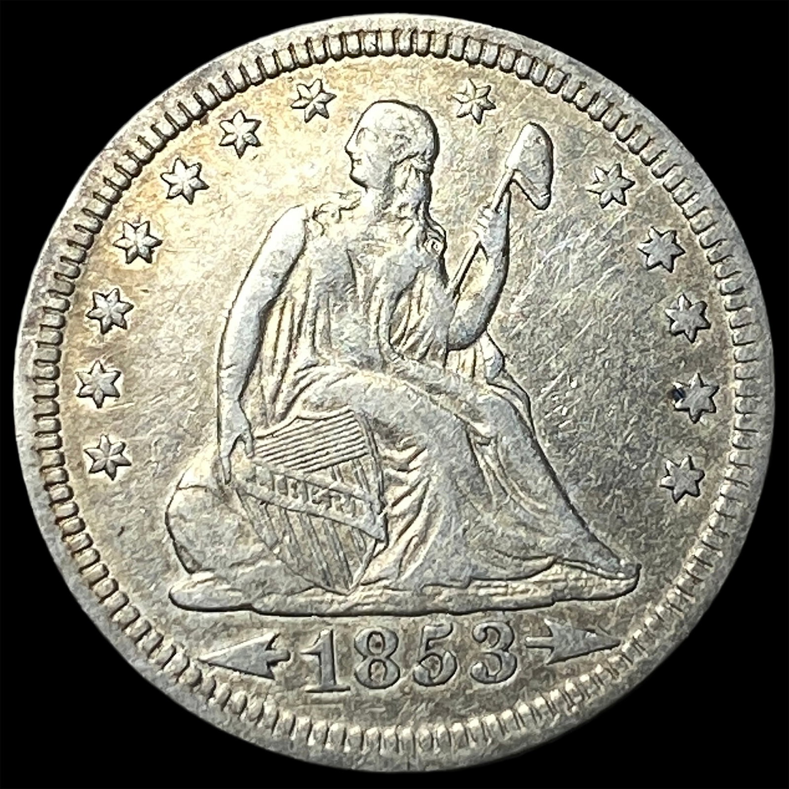 1853 Arrows Seated Liberty Quarter NEARLY UNCIRCULATED: 1853 Arrows Seated Liberty Quarter NEARLY UNCIRCULATED