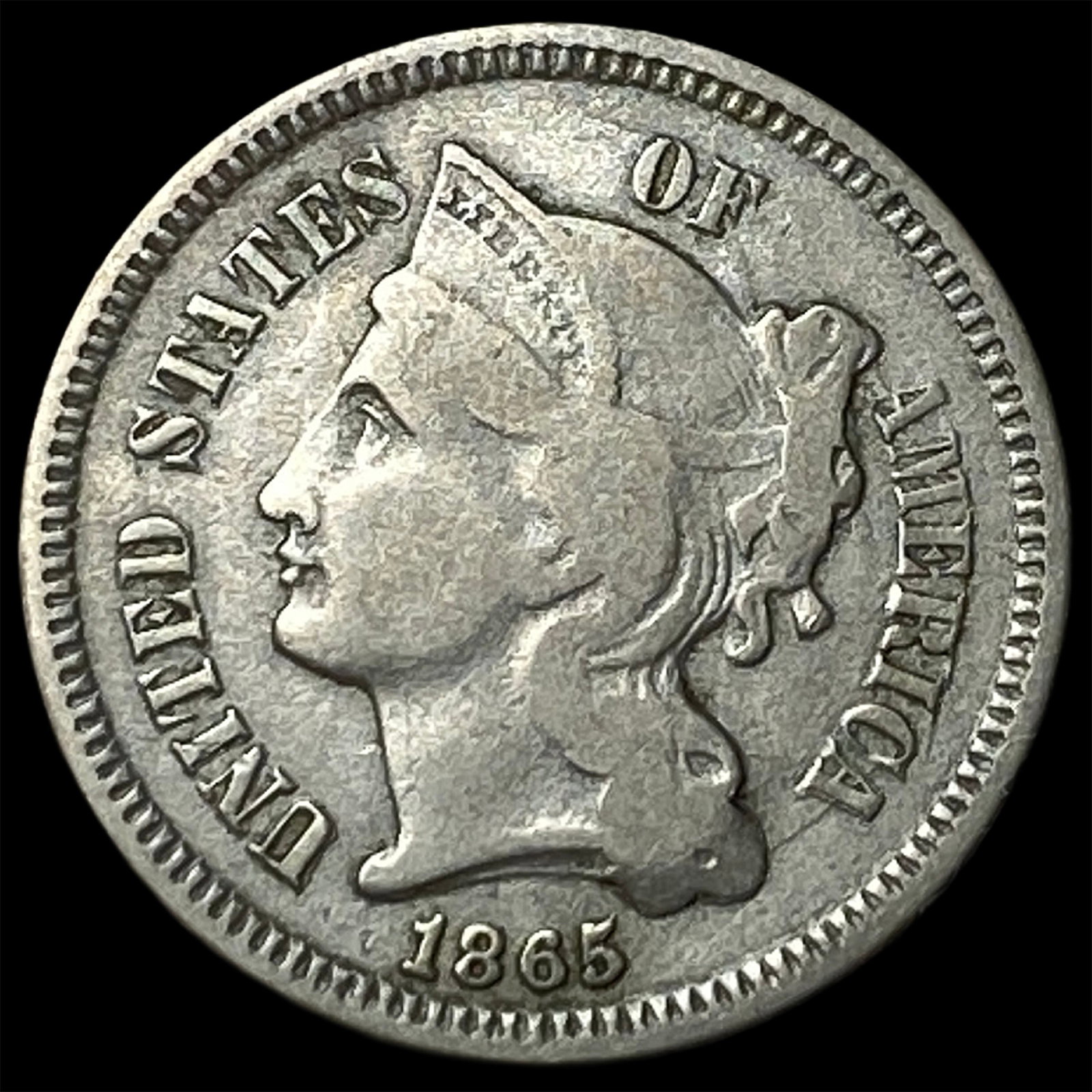 1865 Nickel Three-Cent Piece LIGHTLY CIRCULATED (1 of 2)