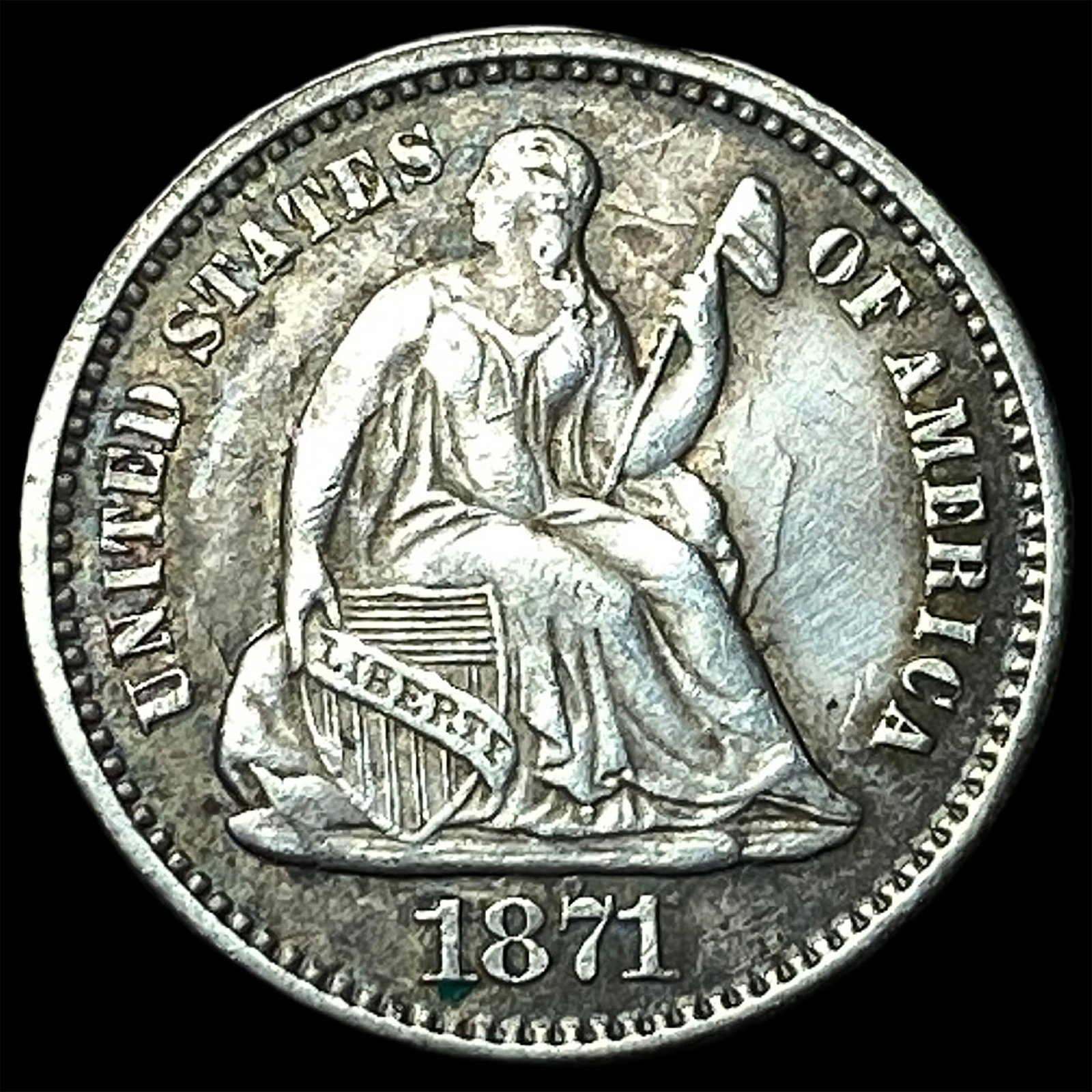 1871 Silver Half Dime CLOSELY UNCIRCULATED: 1871 Silver Half Dime CLOSELY UNCIRCULATED