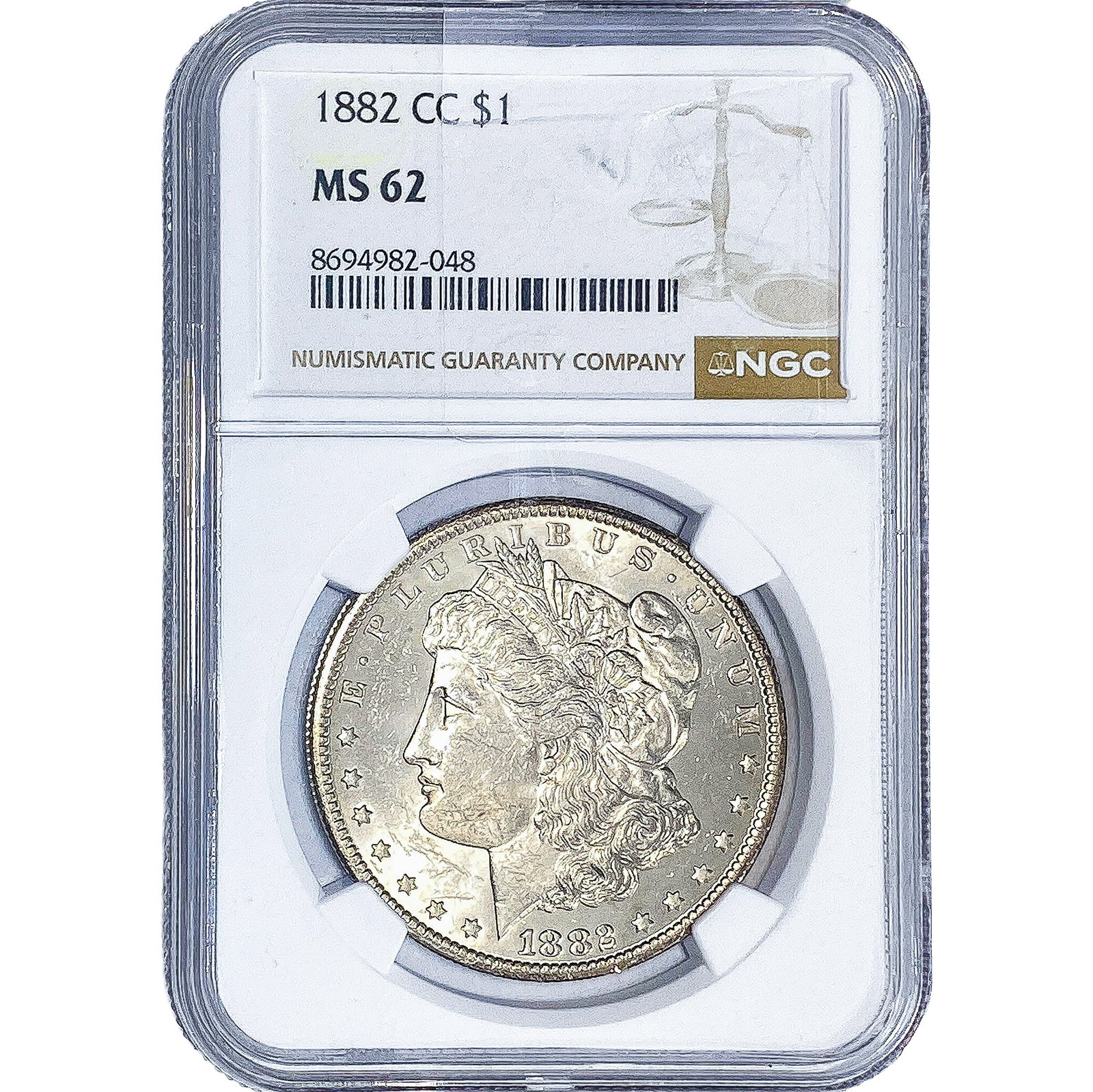 1882-CC Morgan Silver Dollar NGC MS62 (1 of 2)