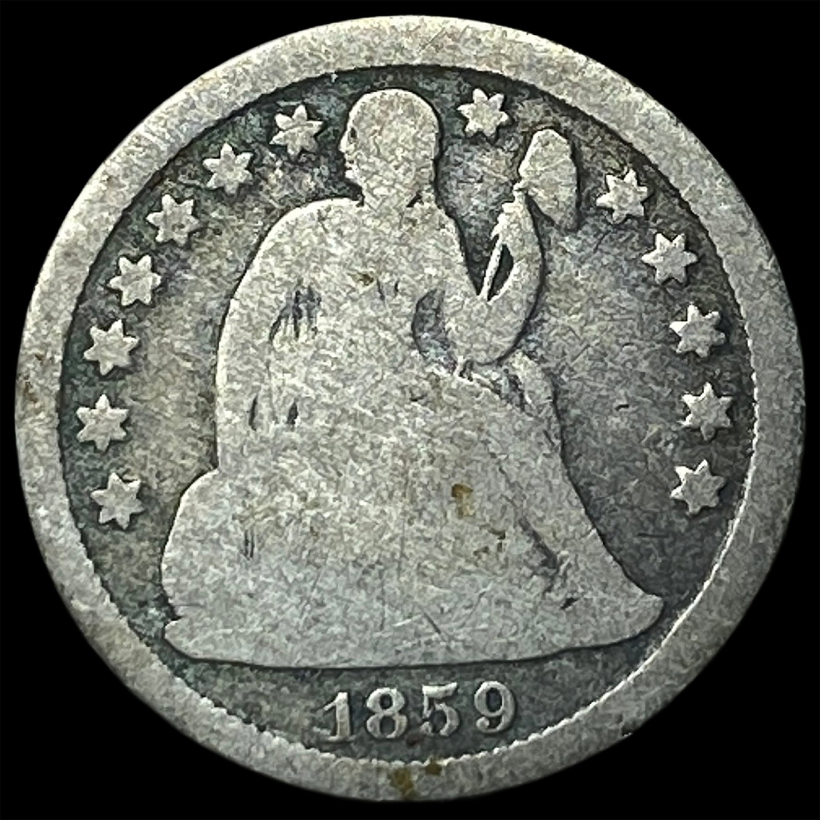 1859-O Silver Seated Liberty Dime NICELY CIRCULATED: 1859-O Silver Seated Liberty Dime NICELY CIRCULATED
