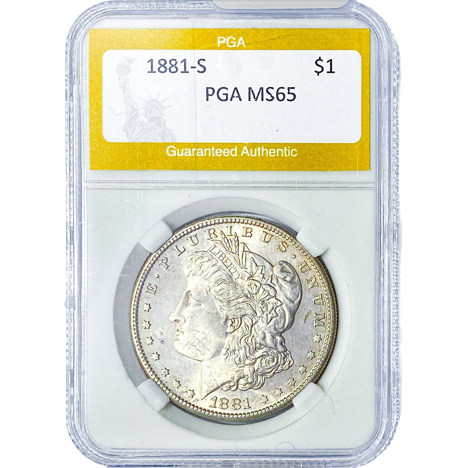 1881-S Morgan Silver Dollar PGA MS65: 1881-S Morgan Silver Dollar PGA MS65