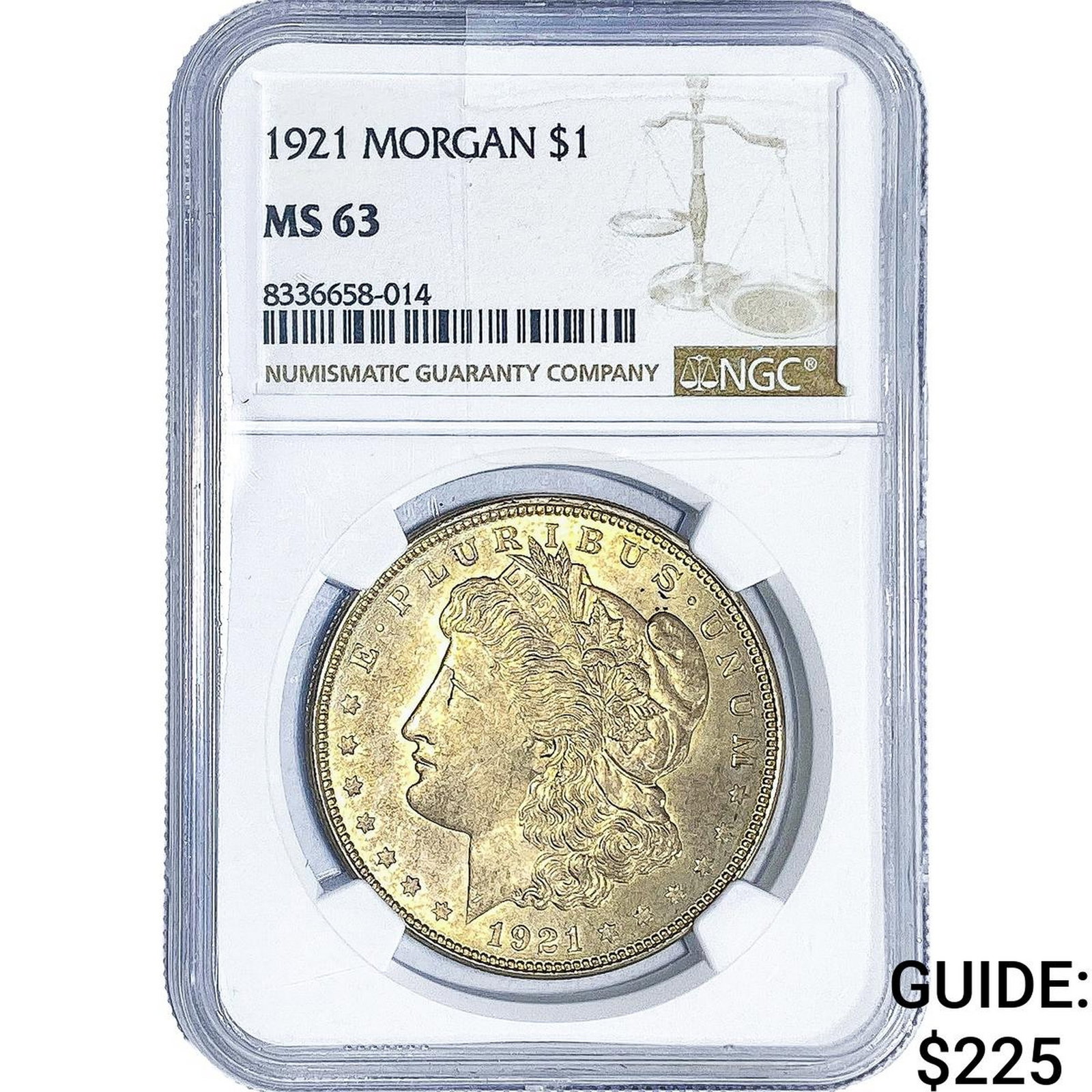 1921 Morgan Silver Dollar NGC MS63: 1921 Morgan Silver Dollar NGC MS63