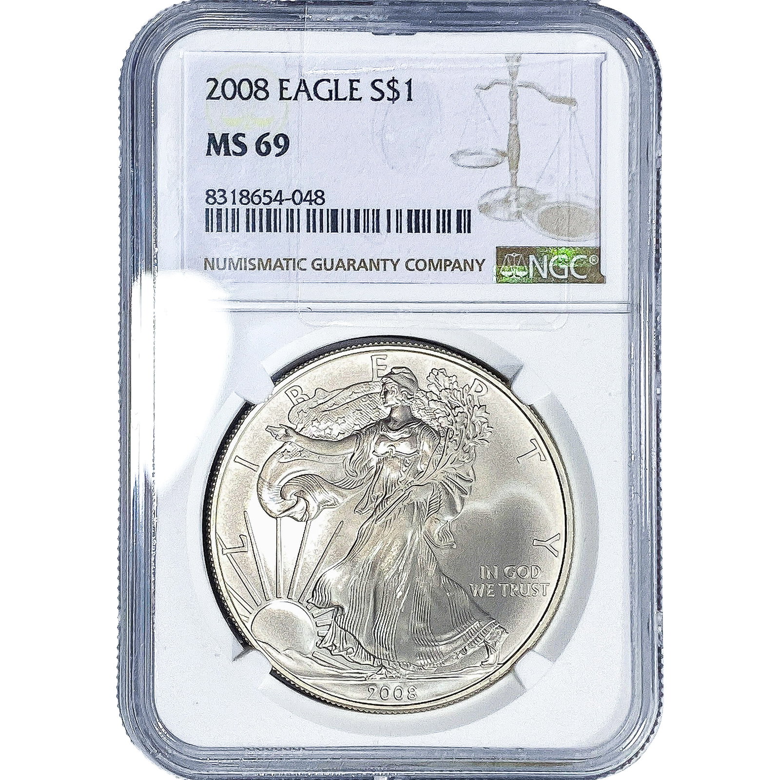 2008 Silver Eagle NGC MS69: 2008 Silver Eagle NGC MS69