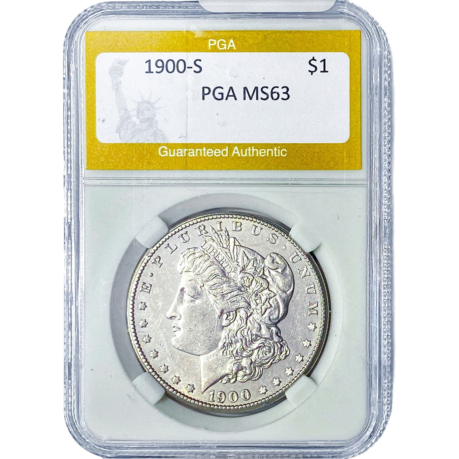 1900-S Morgan Silver Dollar PGA MS63: 1900-S Morgan Silver Dollar PGA MS63