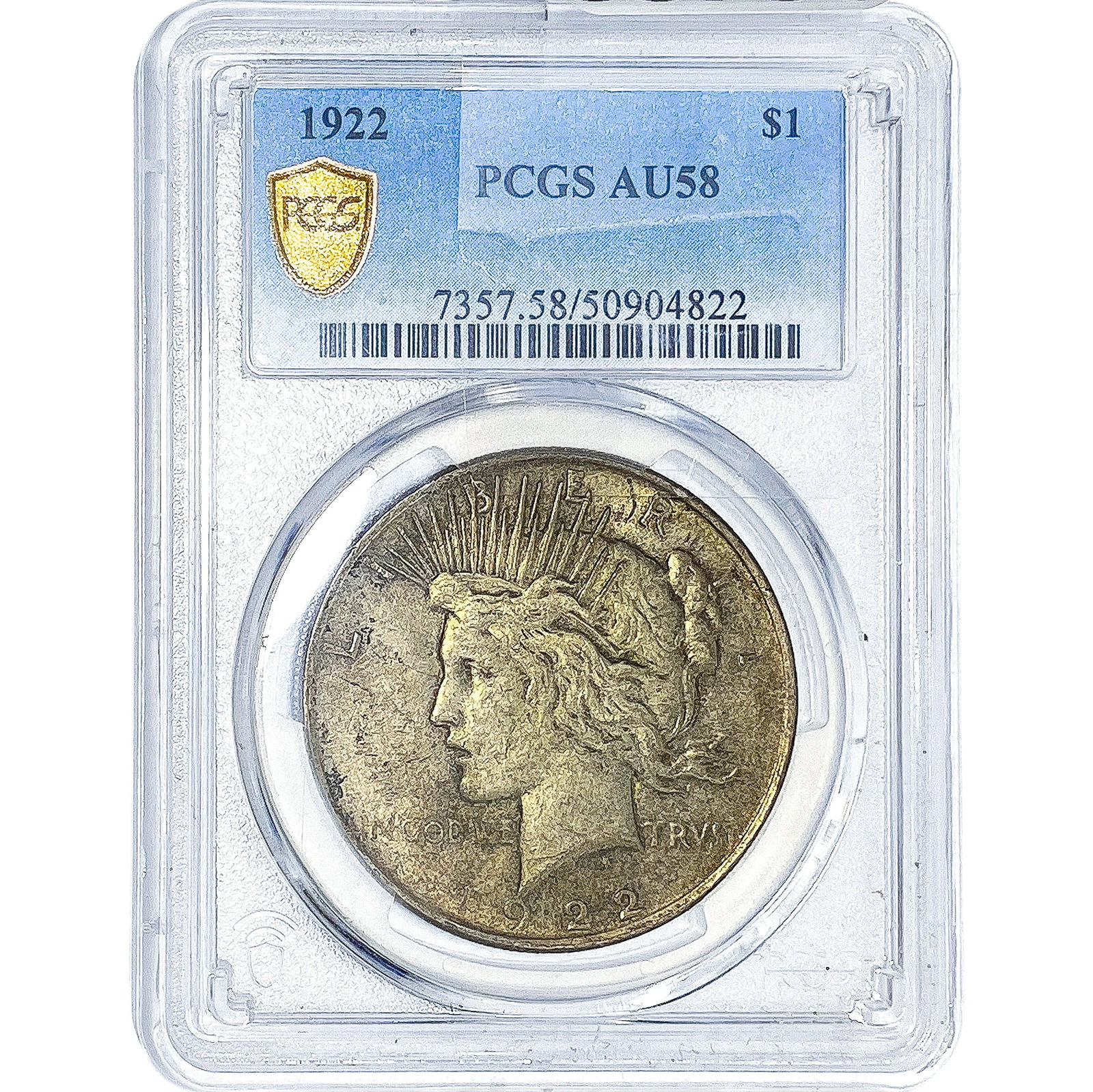 1922 Silver Peace Dollar PCGS AU58: 1922 Silver Peace Dollar PCGS AU58