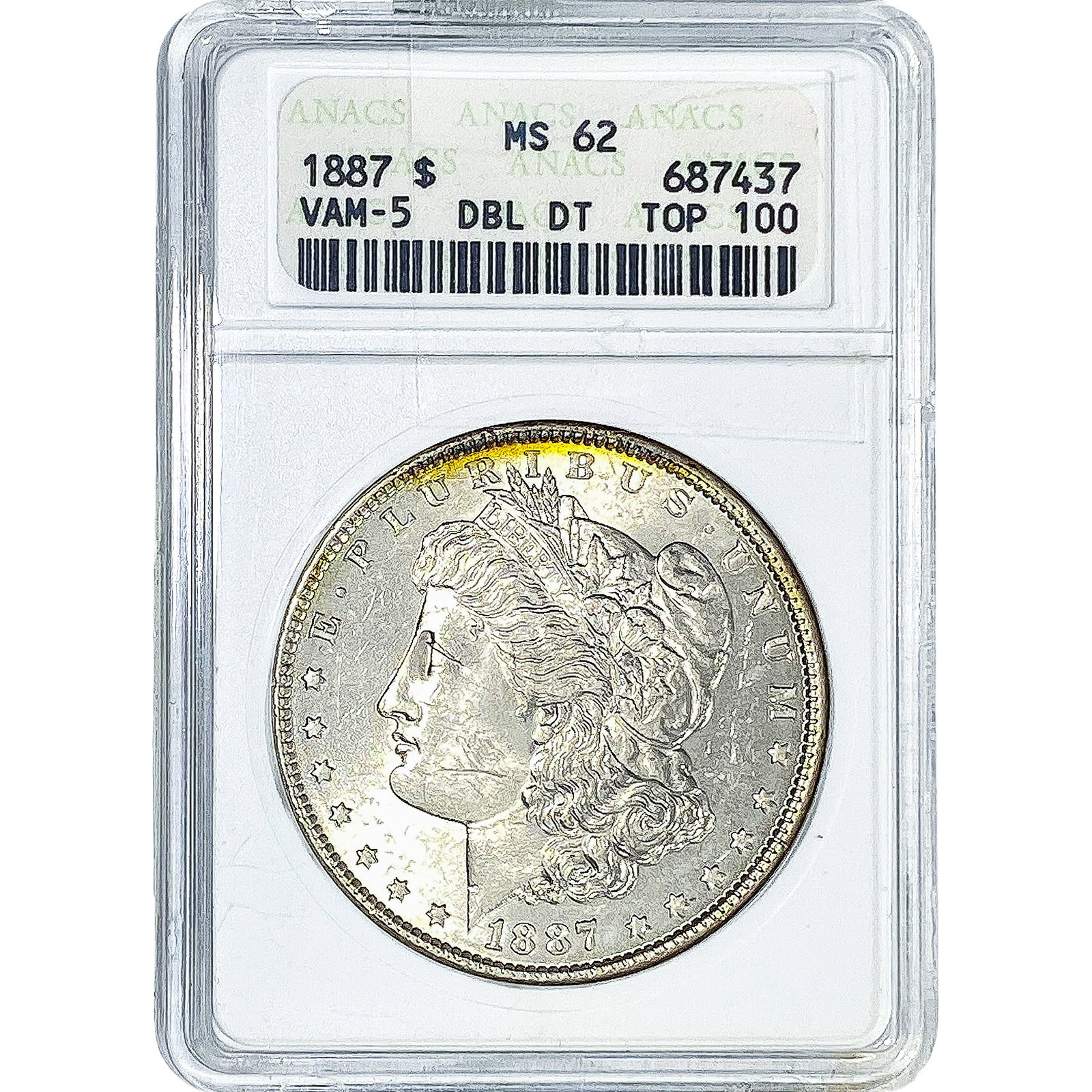 1887 Morgan Silver Dollar ANACS MS62: 1887 Morgan Silver Dollar ANACS MS62
