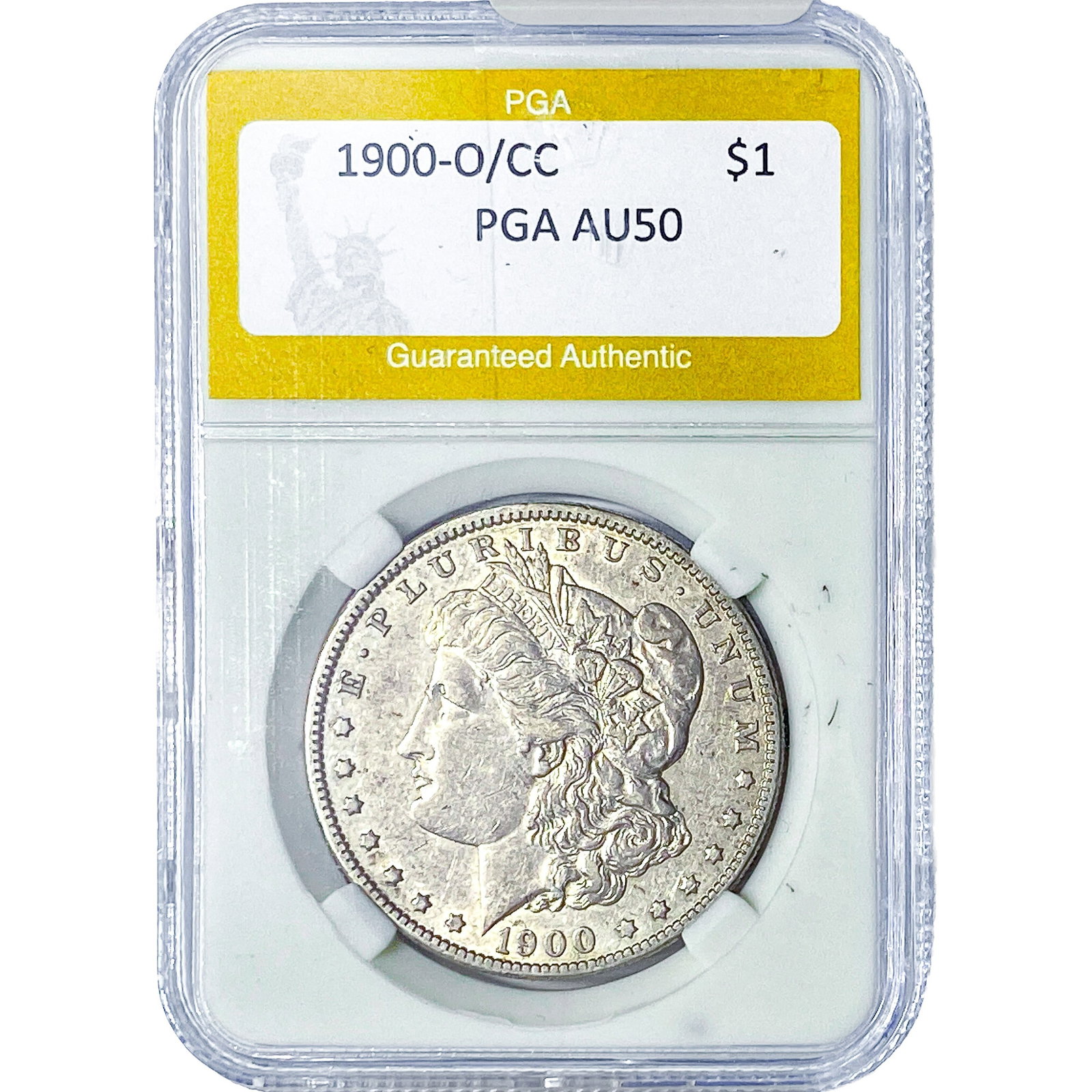 1900-O/CC Morgan Silver Dollar PGA AU50: 1900-O/CC Morgan Silver Dollar PGA AU50