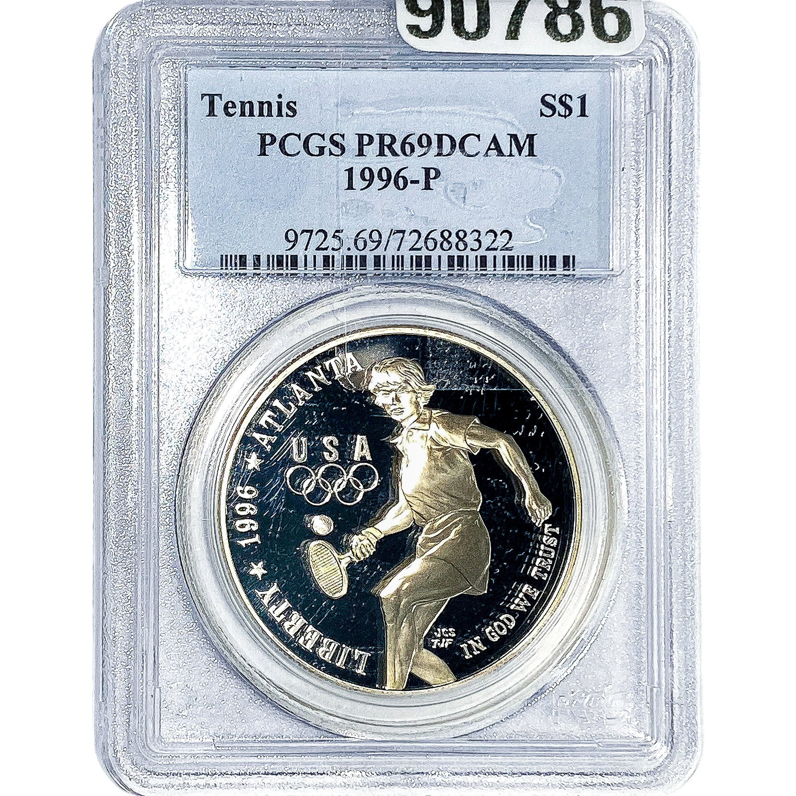 1996 Sliver $1 Tennis PCGS PR69 DCAM: 1996 Sliver $1 Tennis PCGS PR69 DCAM