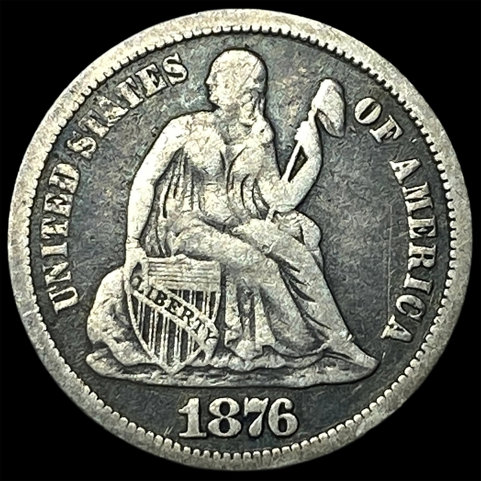 1876-CC Silver Dime NEARLY UNCIRCULATED: 1876-CC Silver Dime NEARLY UNCIRCULATED