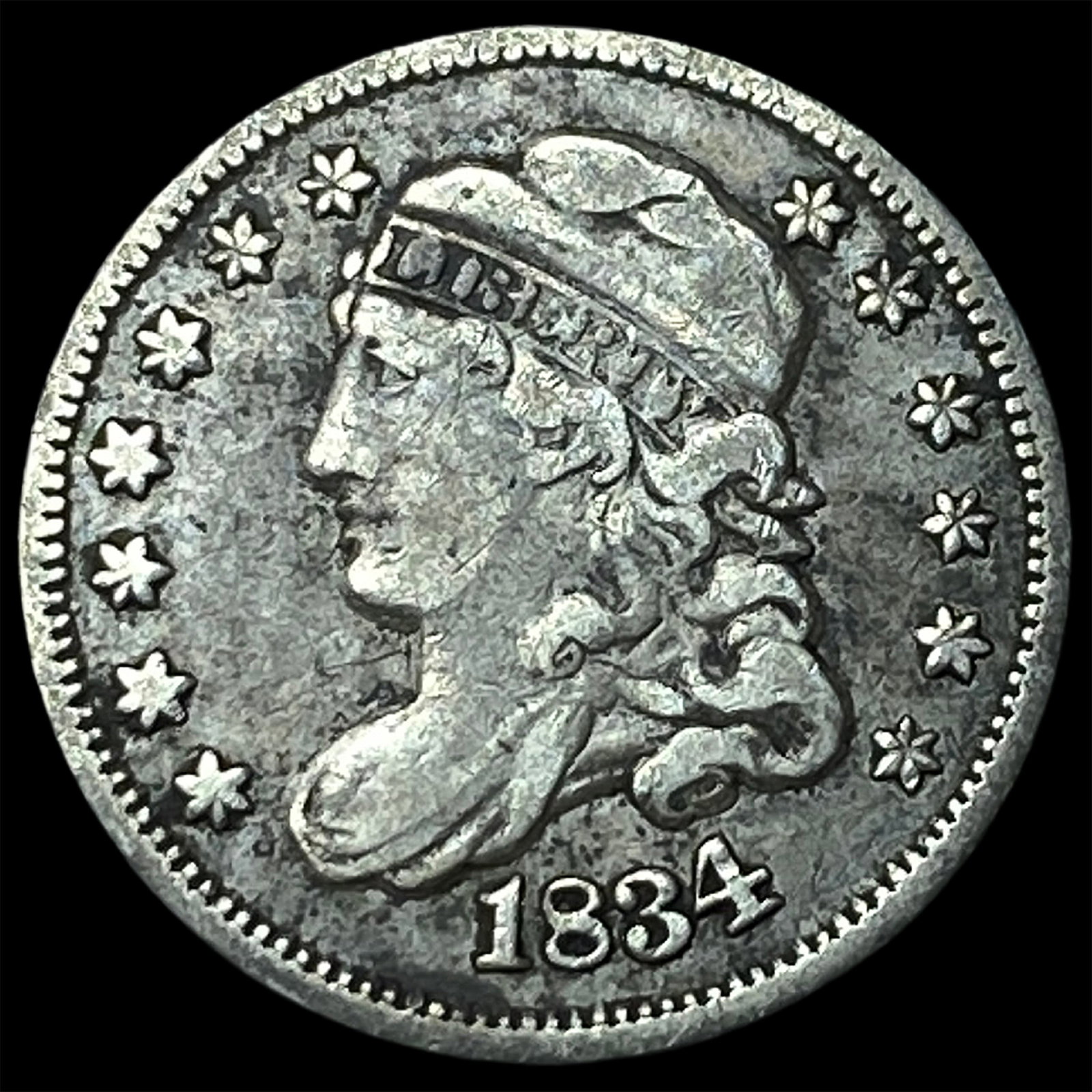 1834 Capped Bust Half Dime ABOUT UNCIRCULATED: 1834 Capped Bust Half Dime ABOUT UNCIRCULATED