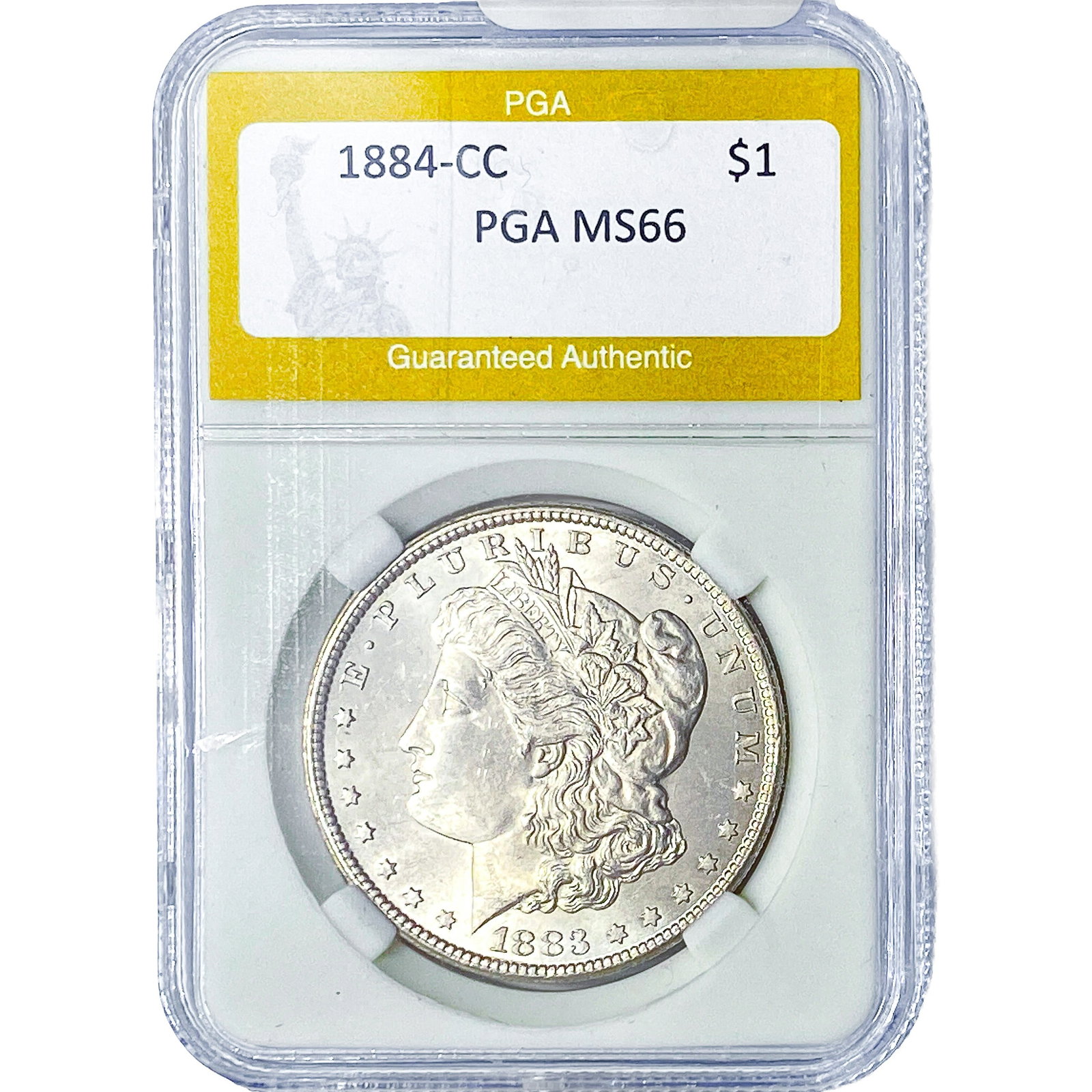 1884-CC Morgan Silver Dollar PGA MS66: 1884-CC Morgan Silver Dollar PGA MS66