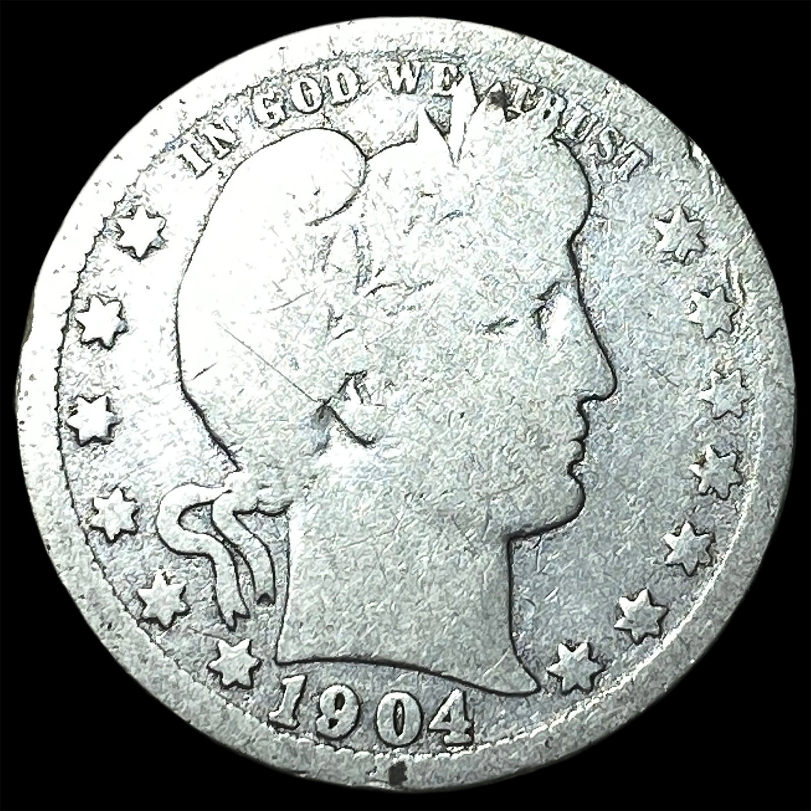 1904-O Silver Barber Quarter NICELY CIRCULATED: 1904-O Silver Barber Quarter NICELY CIRCULATED