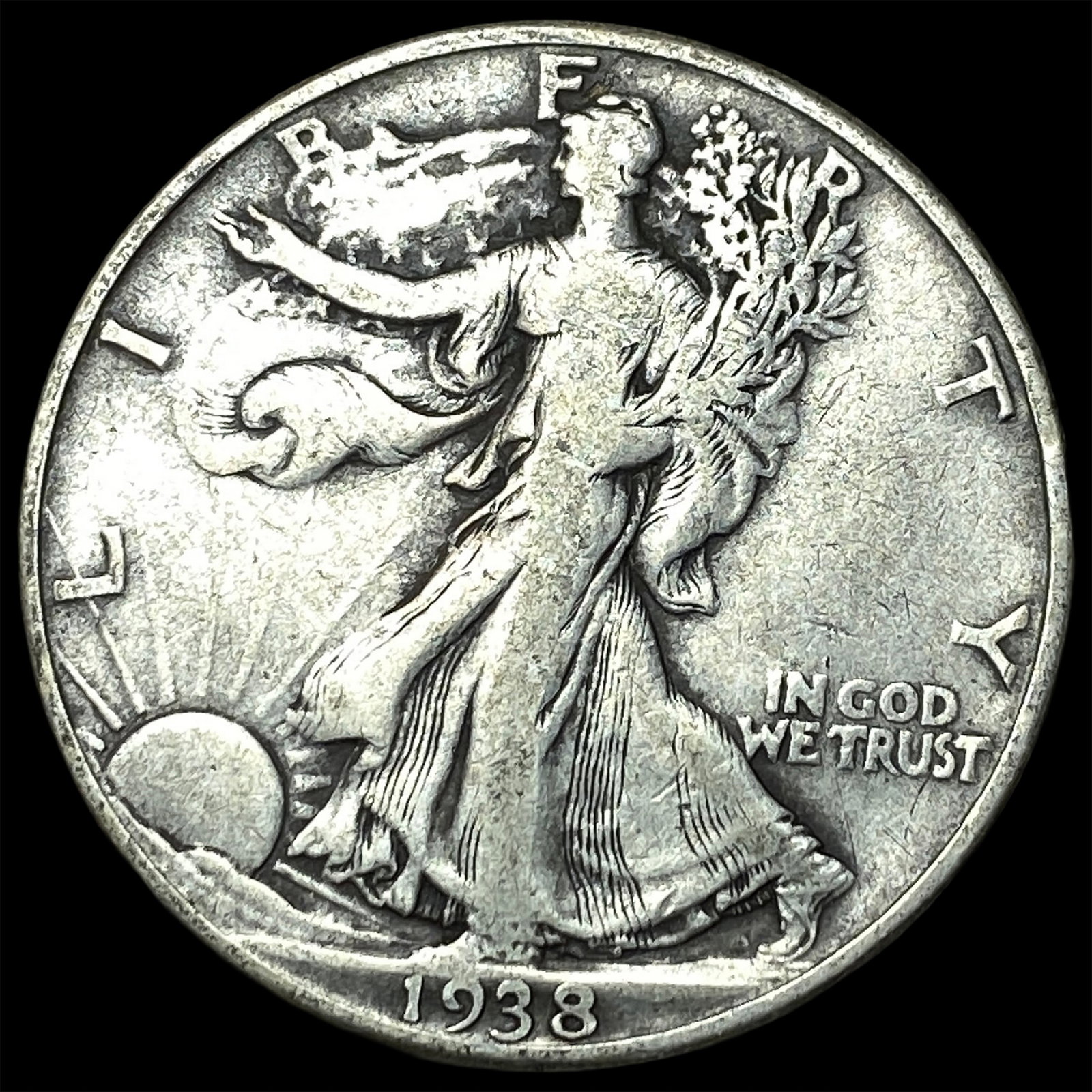 1938-D Silver Walking Liberty Half Dollar LIGHTLY CIRCULATED: 1938-D Silver Walking Liberty Half Dollar LIGHTLY CIRCULATED