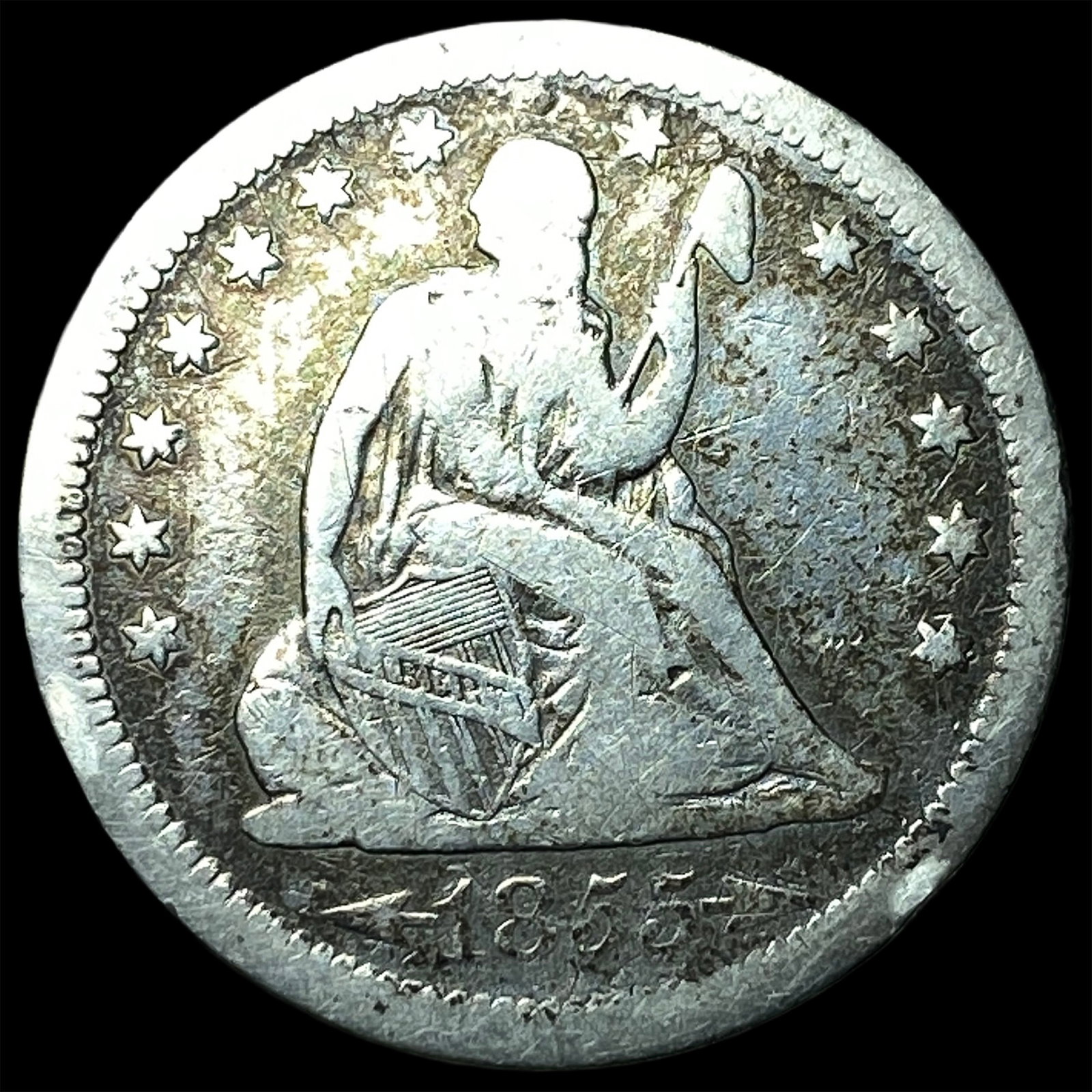 1855 Arrows Seated Liberty Quarter LIGHTLY CIRCULATED: 1855 Arrows Seated Liberty Quarter LIGHTLY CIRCULATED