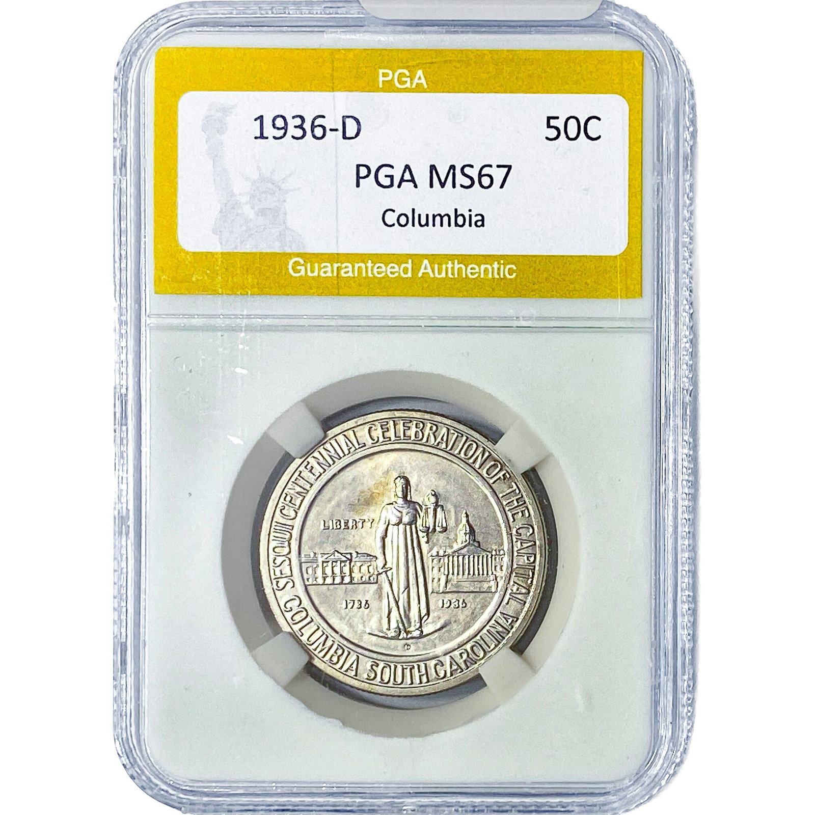 1936-D Columbia Half Dollar PGA MS67: 1936-D Columbia Half Dollar PGA MS67