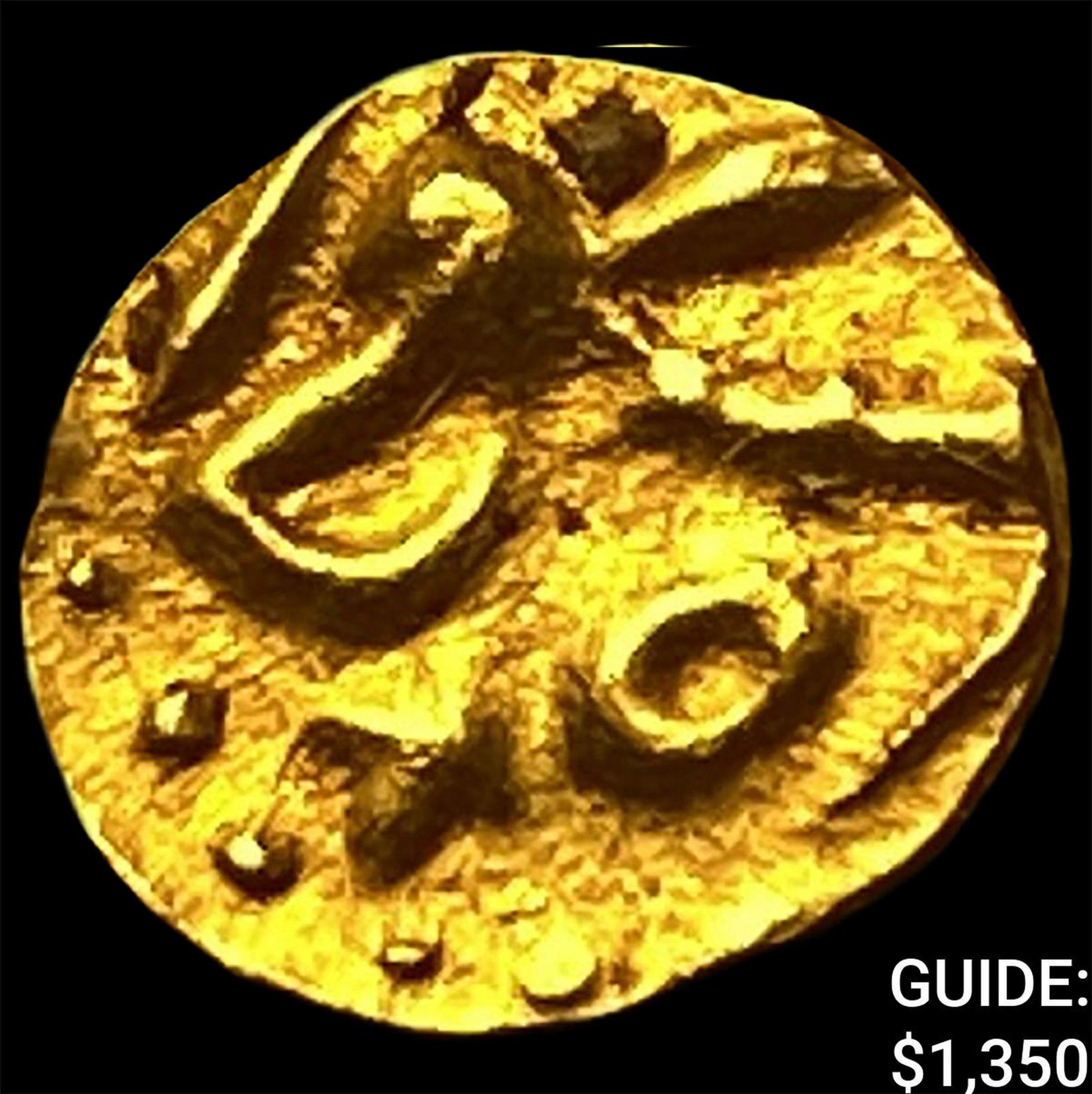 1748-1754 Mughal Ahmad Shah Bahadur Gold 1/2 Fanam: 1748-1754 Mughal Ahmad Shah Bahadur Gold 1/2 Fanam